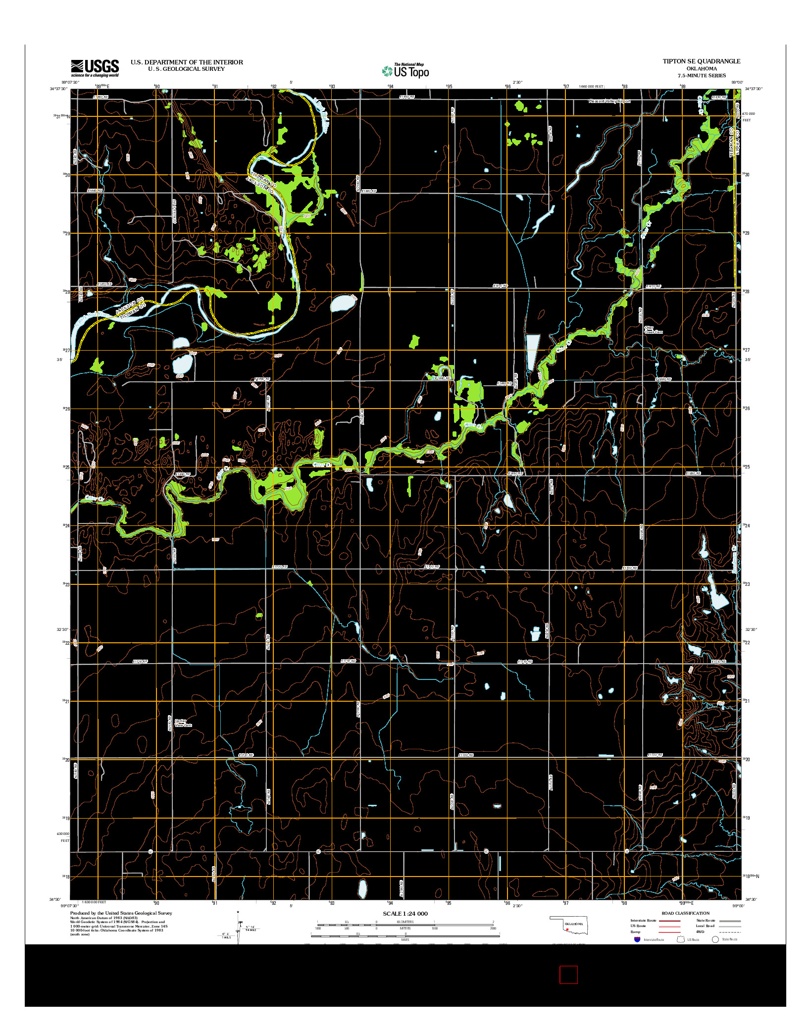 USGS US TOPO 7.5-MINUTE MAP FOR TIPTON SE, OK 2012