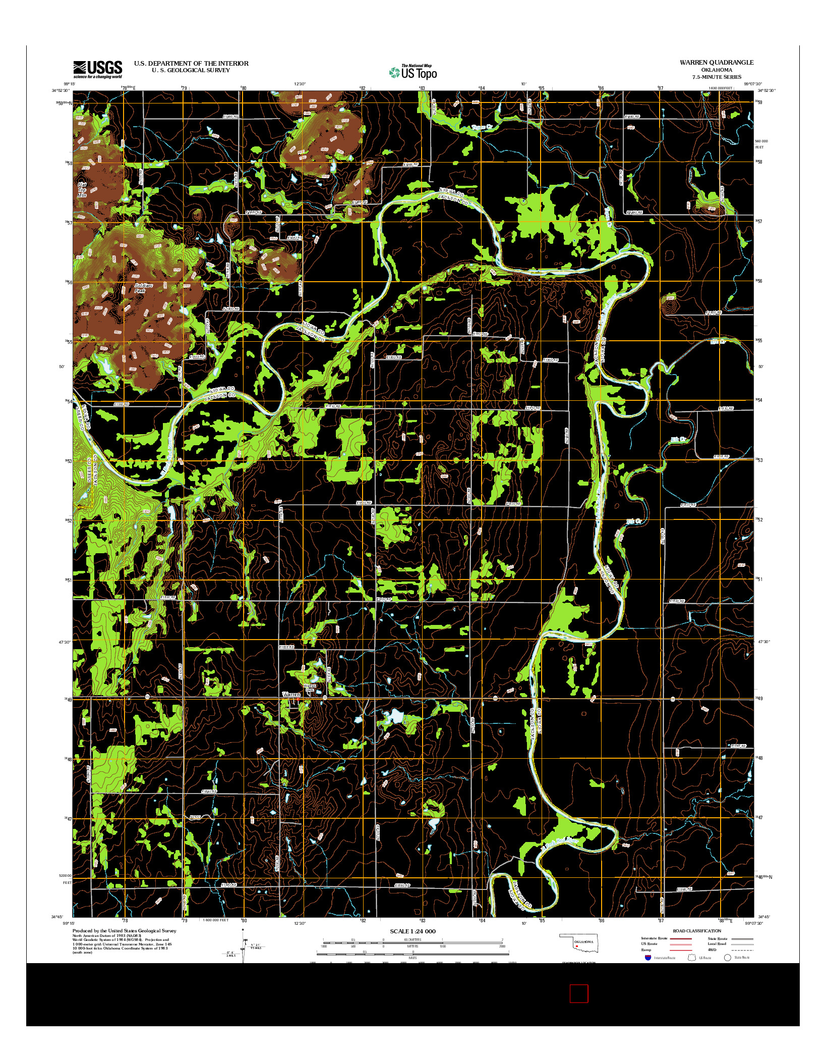 USGS US TOPO 7.5-MINUTE MAP FOR WARREN, OK 2012