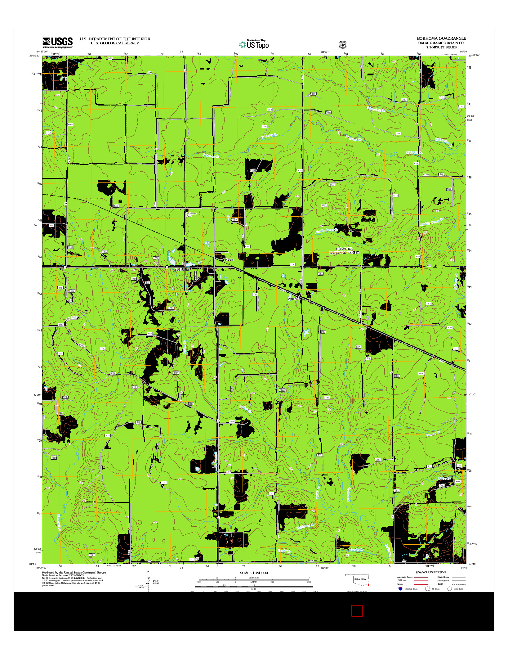 USGS US TOPO 7.5-MINUTE MAP FOR BOKHOMA, OK 2012