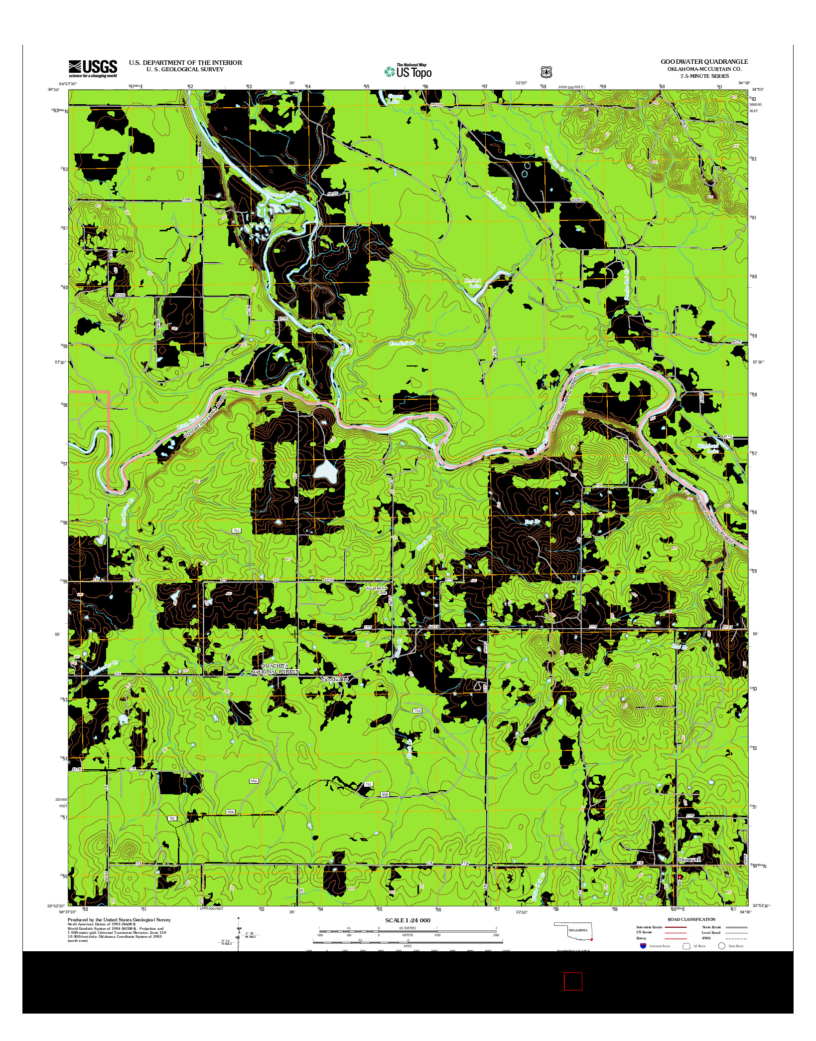 USGS US TOPO 7.5-MINUTE MAP FOR GOODWATER, OK 2012