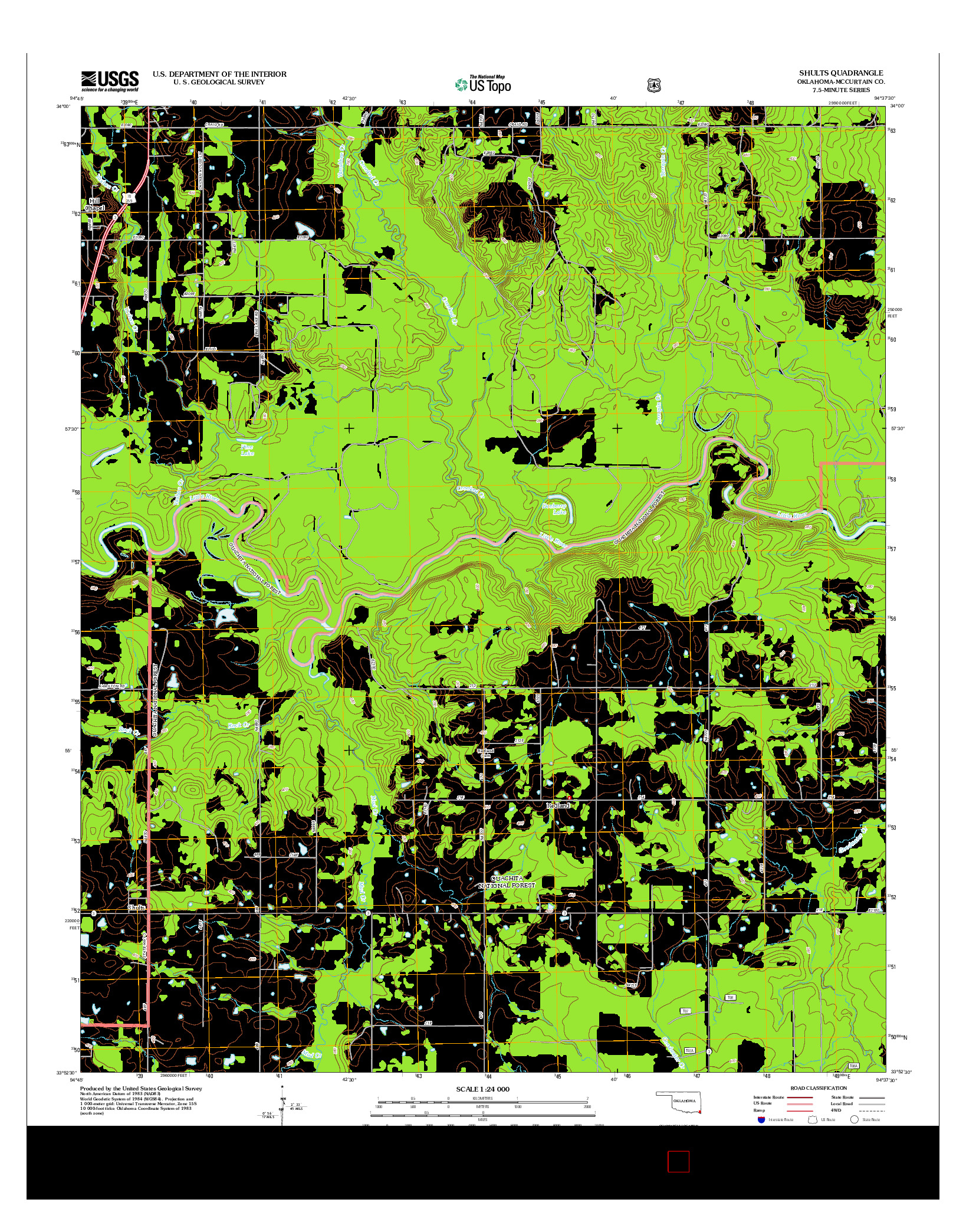 USGS US TOPO 7.5-MINUTE MAP FOR SHULTS, OK 2012