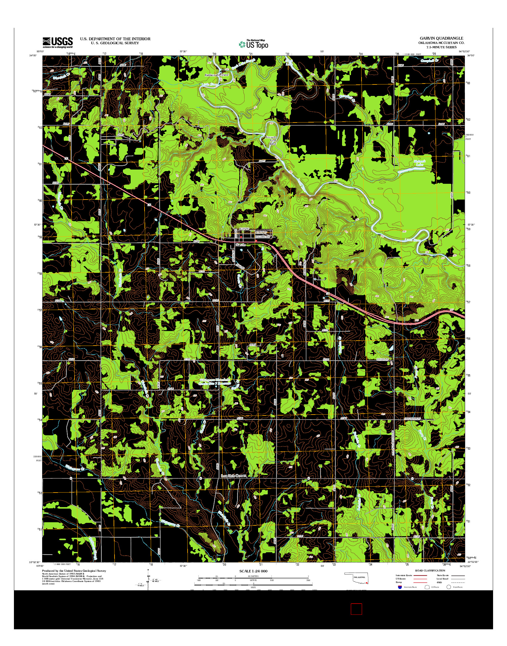USGS US TOPO 7.5-MINUTE MAP FOR GARVIN, OK 2012