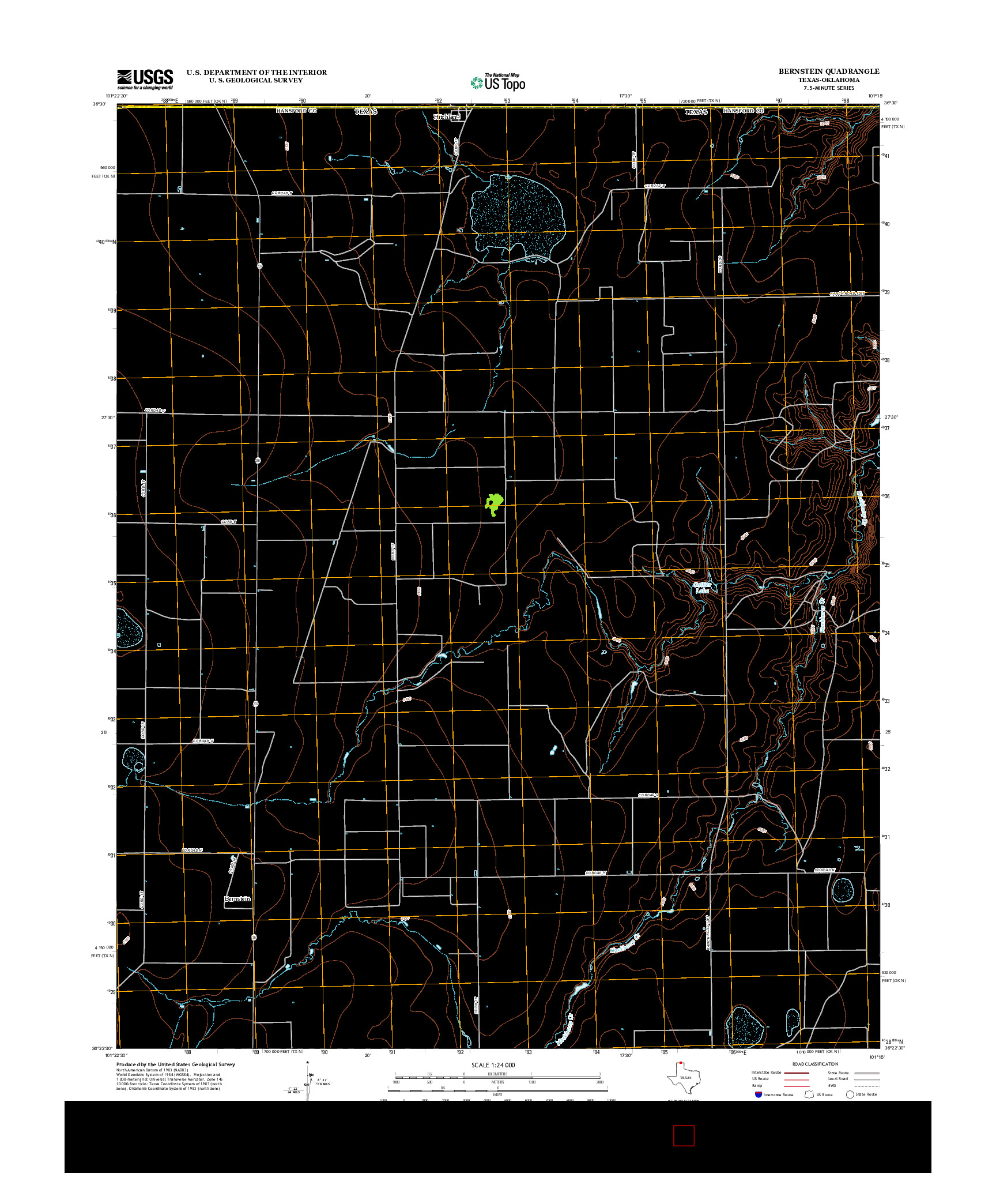 USGS US TOPO 7.5-MINUTE MAP FOR BERNSTEIN, TX-OK 2012