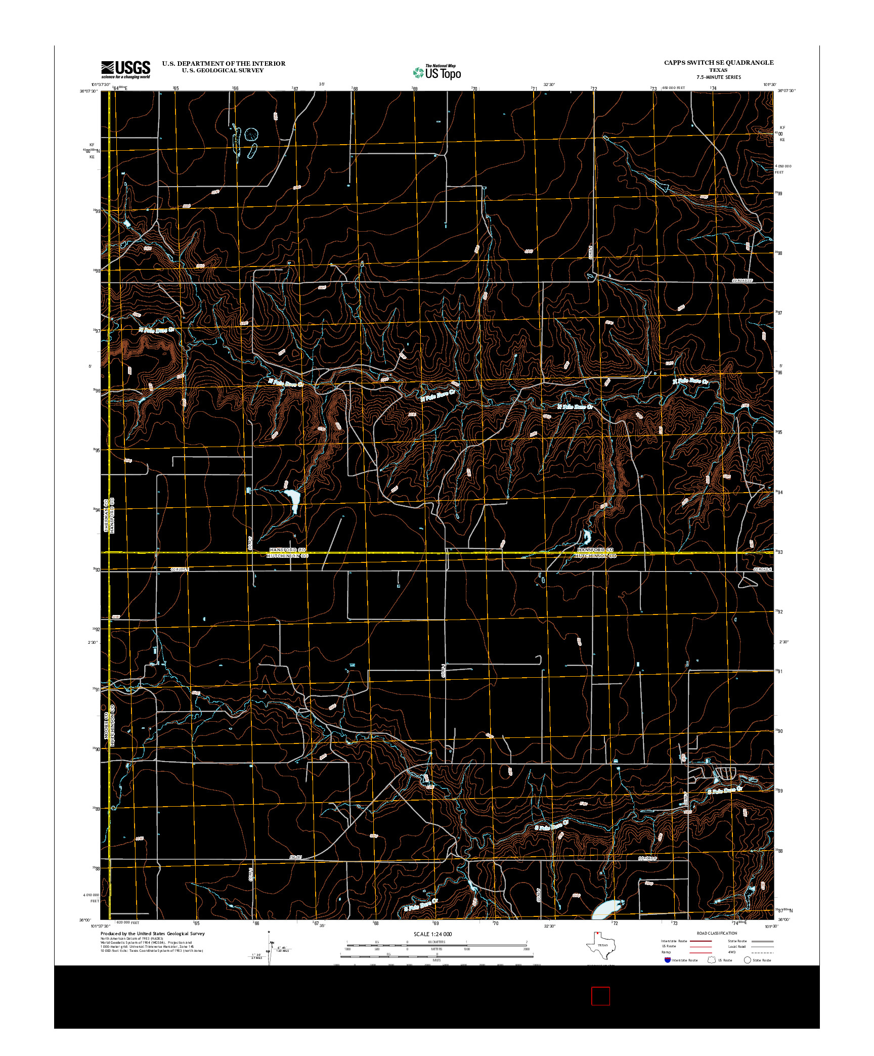 USGS US TOPO 7.5-MINUTE MAP FOR CAPPS SWITCH SE, TX 2012