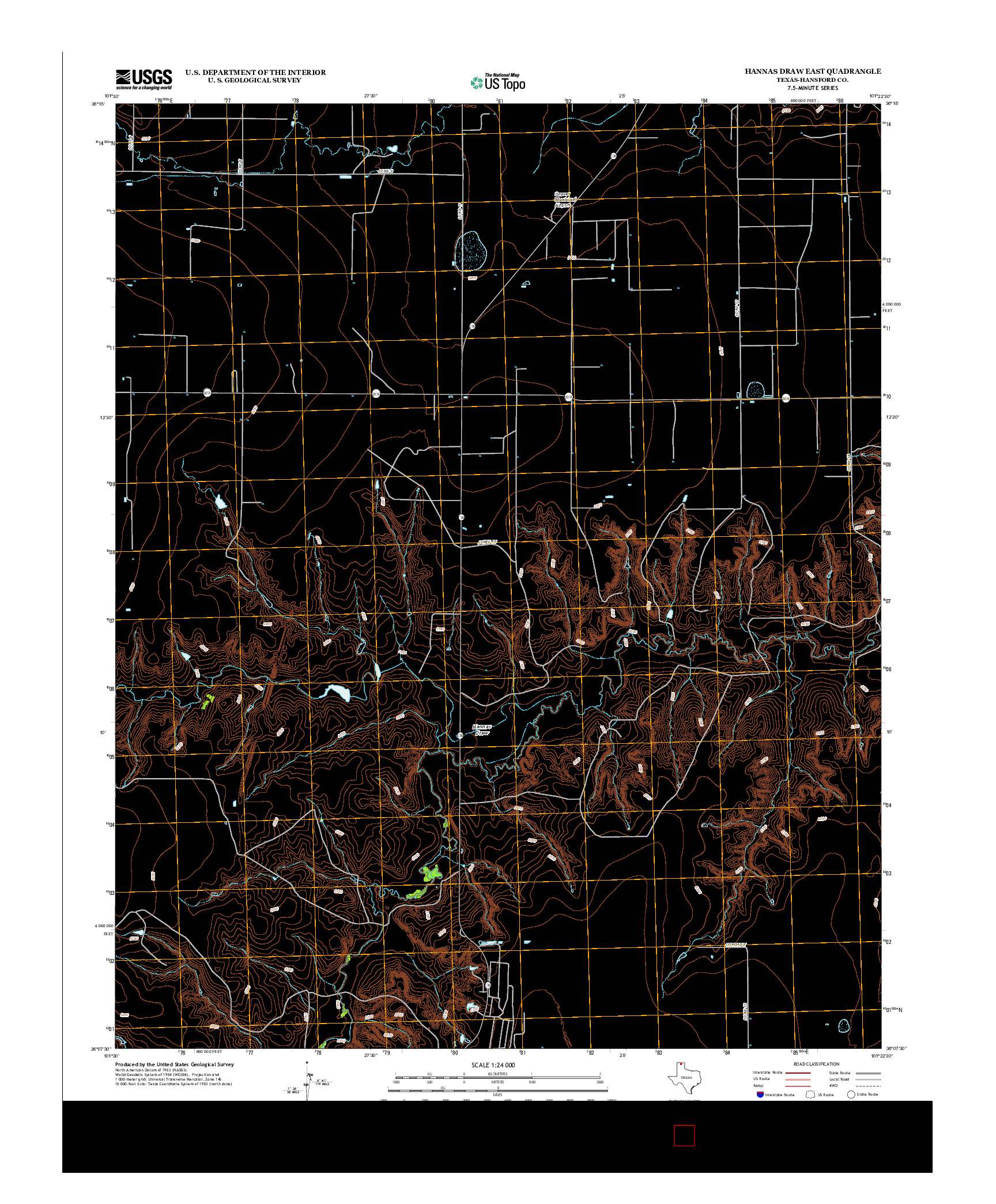 USGS US TOPO 7.5-MINUTE MAP FOR HANNAS DRAW EAST, TX 2012