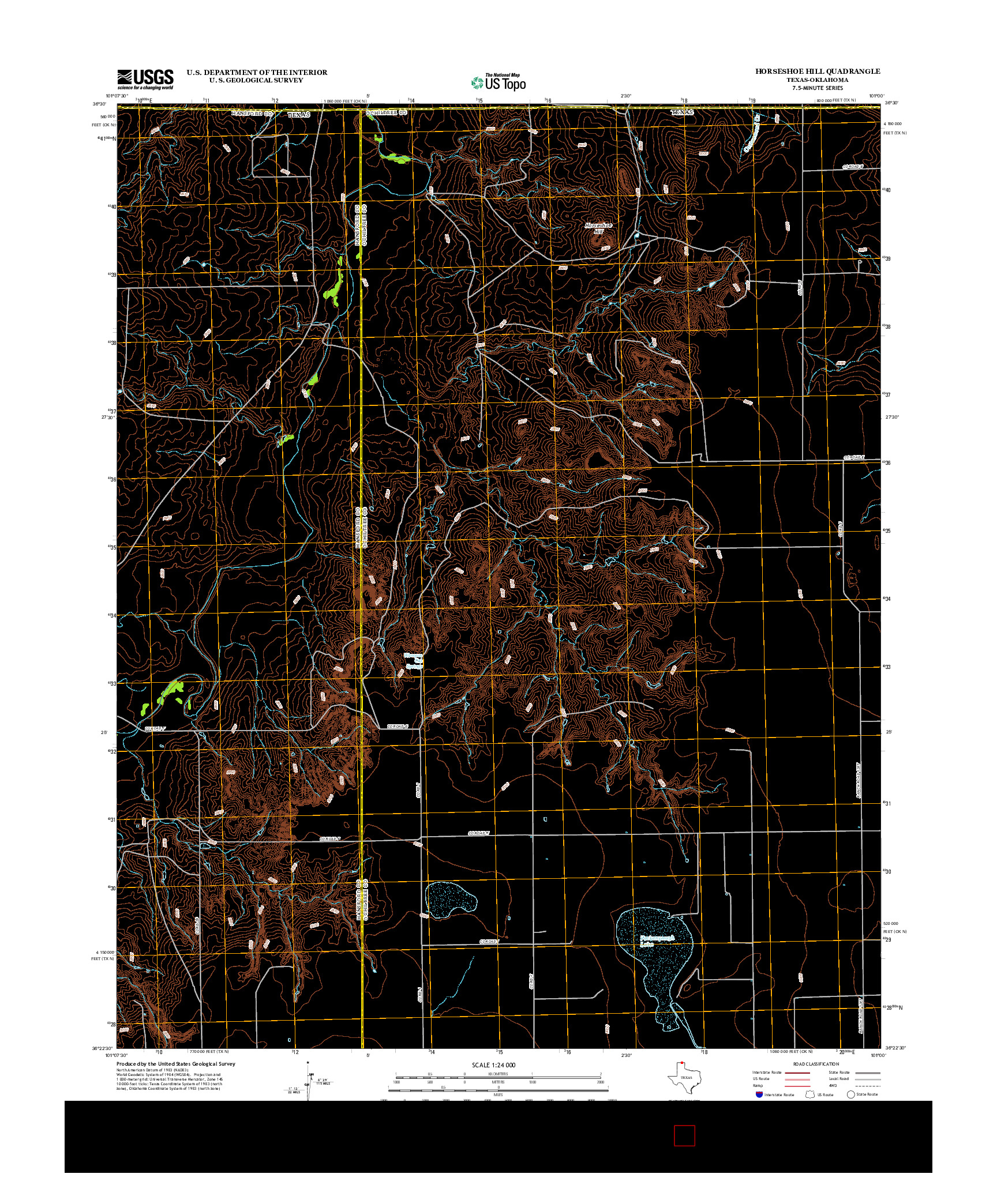 USGS US TOPO 7.5-MINUTE MAP FOR HORSESHOE HILL, TX-OK 2012