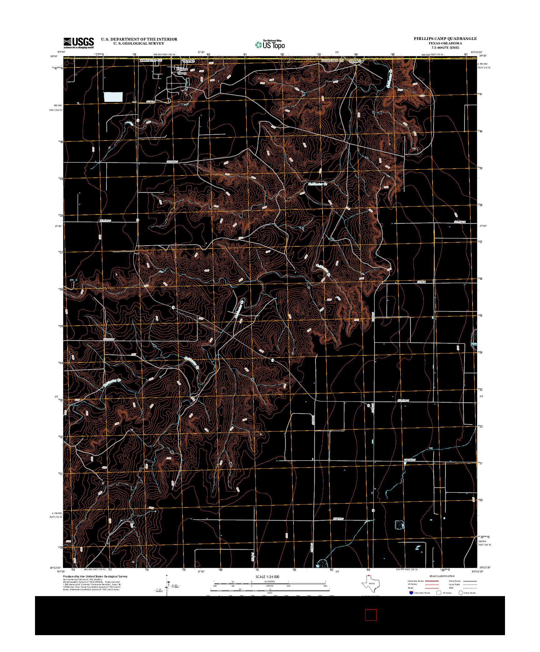USGS US TOPO 7.5-MINUTE MAP FOR PHILLIPS CAMP, TX-OK 2012