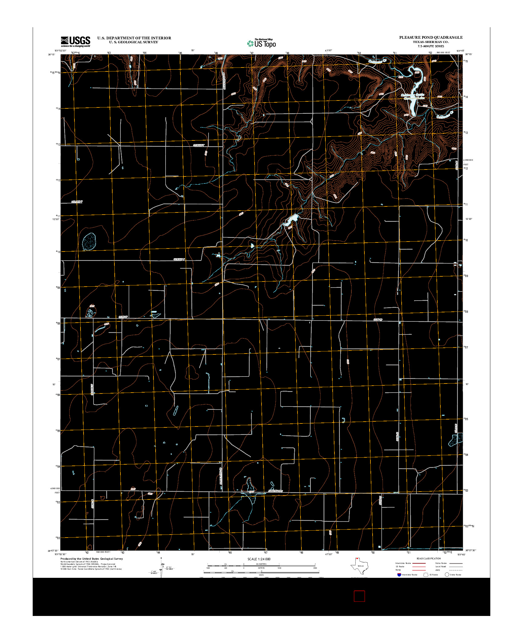 USGS US TOPO 7.5-MINUTE MAP FOR PLEASURE POND, TX 2012