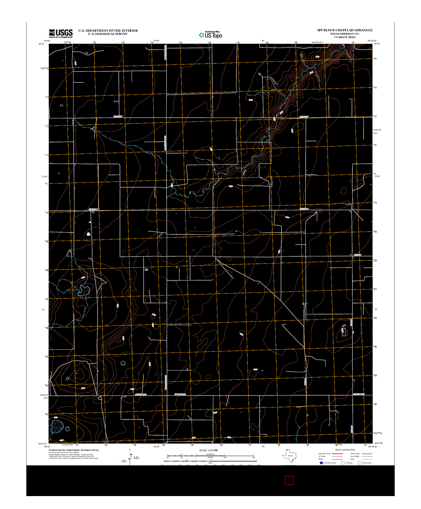 USGS US TOPO 7.5-MINUTE MAP FOR SPURLOCK CHAPEL, TX 2012