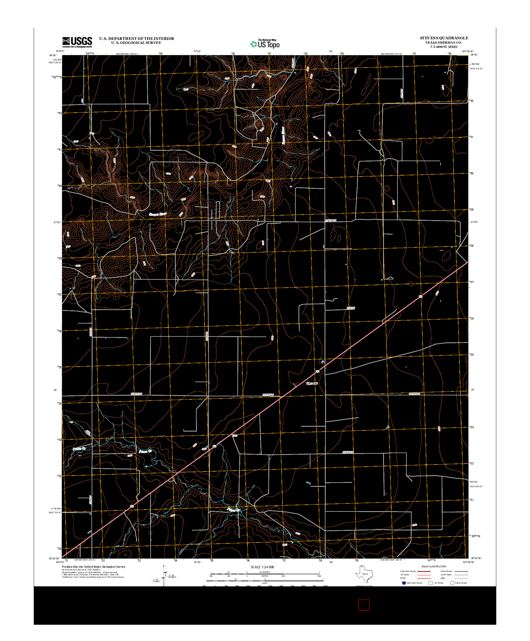 USGS US TOPO 7.5-MINUTE MAP FOR STEVENS, TX 2012