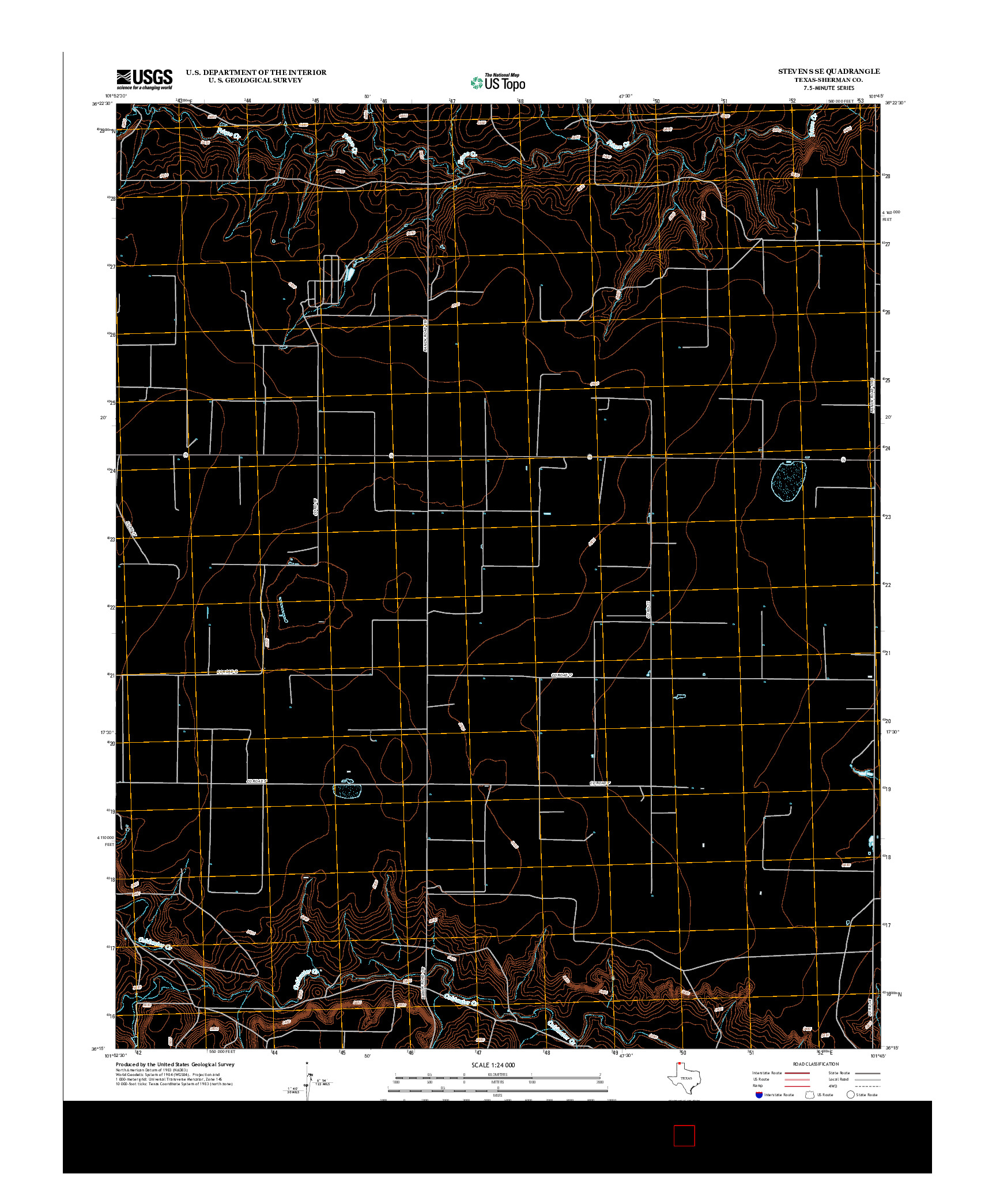 USGS US TOPO 7.5-MINUTE MAP FOR STEVENS SE, TX 2012