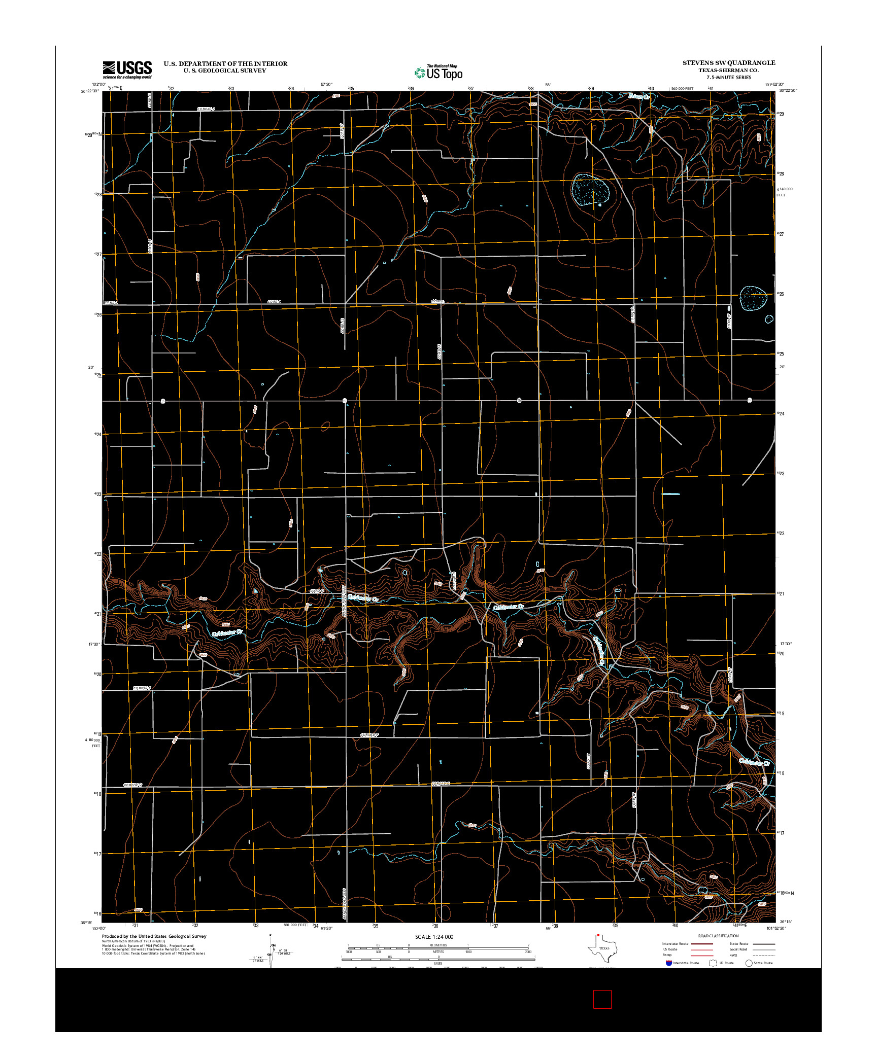 USGS US TOPO 7.5-MINUTE MAP FOR STEVENS SW, TX 2012
