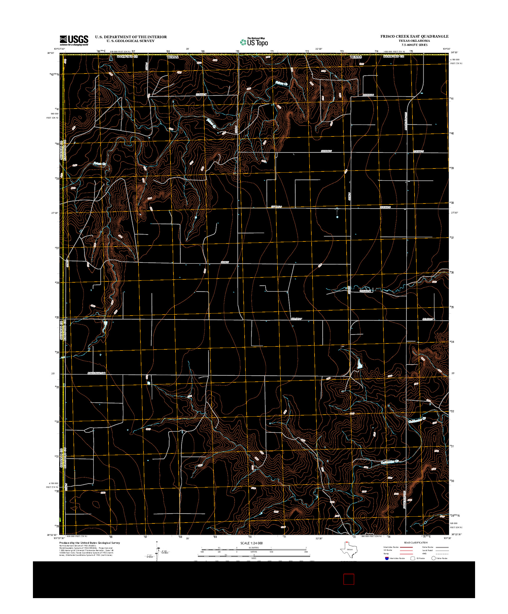 USGS US TOPO 7.5-MINUTE MAP FOR FRISCO CREEK EAST, TX-OK 2012