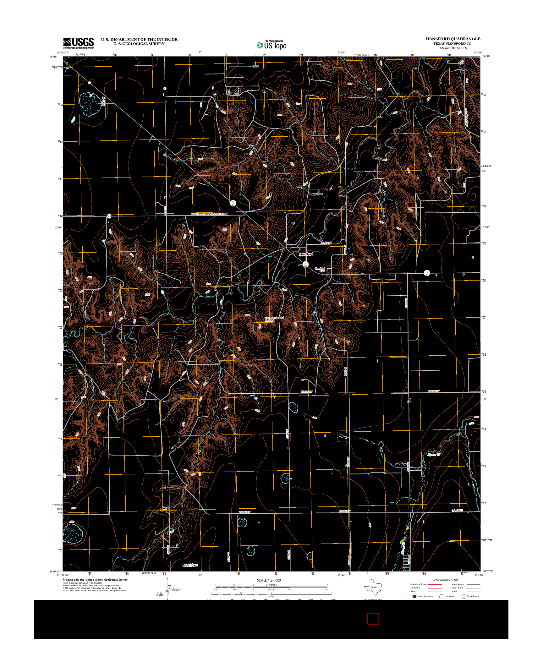 USGS US TOPO 7.5-MINUTE MAP FOR HANSFORD, TX 2012