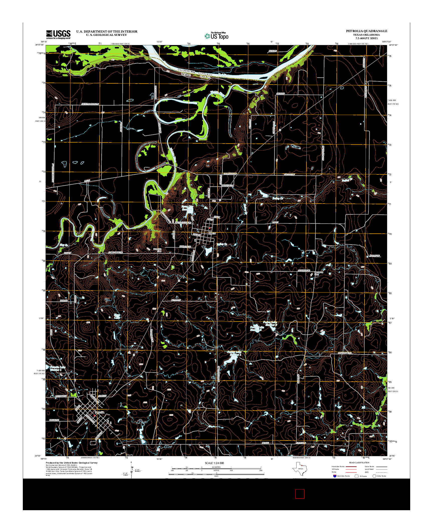 USGS US TOPO 7.5-MINUTE MAP FOR PETROLIA, TX-OK 2012
