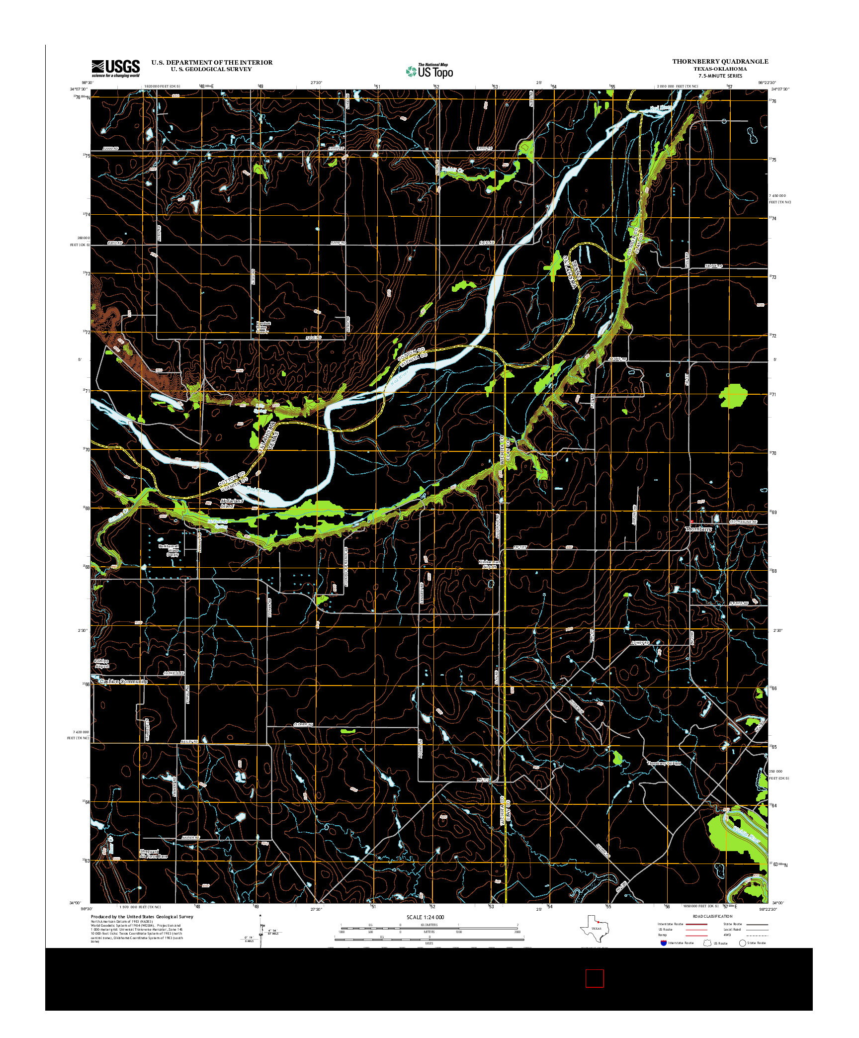 USGS US TOPO 7.5-MINUTE MAP FOR THORNBERRY, TX-OK 2012