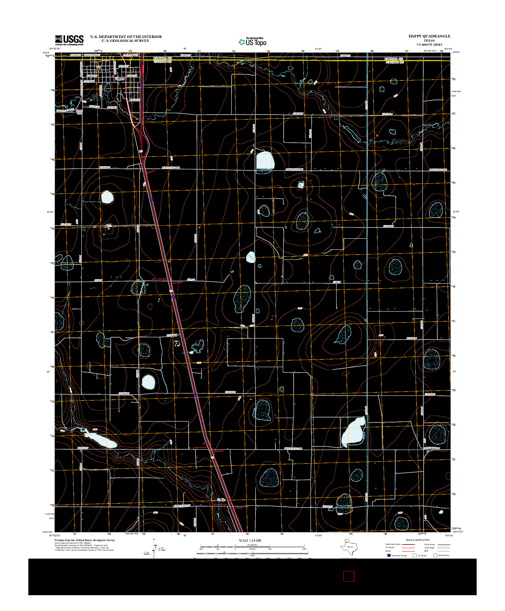 USGS US TOPO 7.5-MINUTE MAP FOR HAPPY, TX 2012