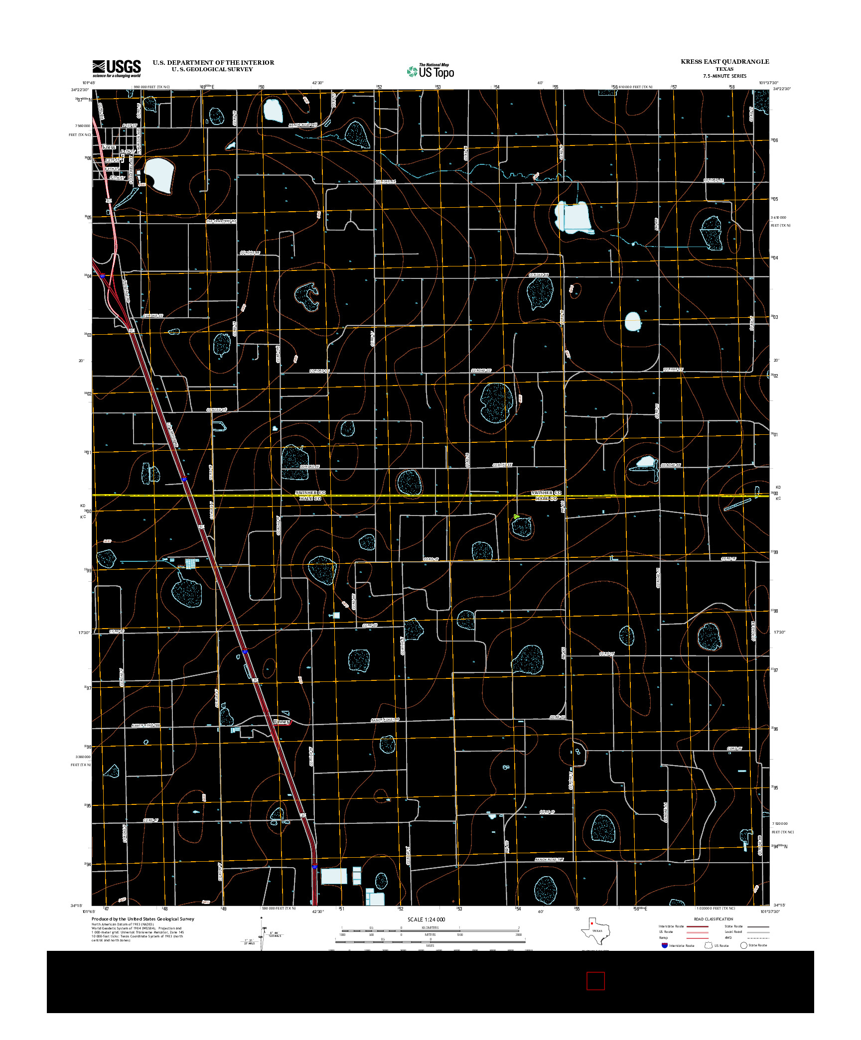 USGS US TOPO 7.5-MINUTE MAP FOR KRESS EAST, TX 2012