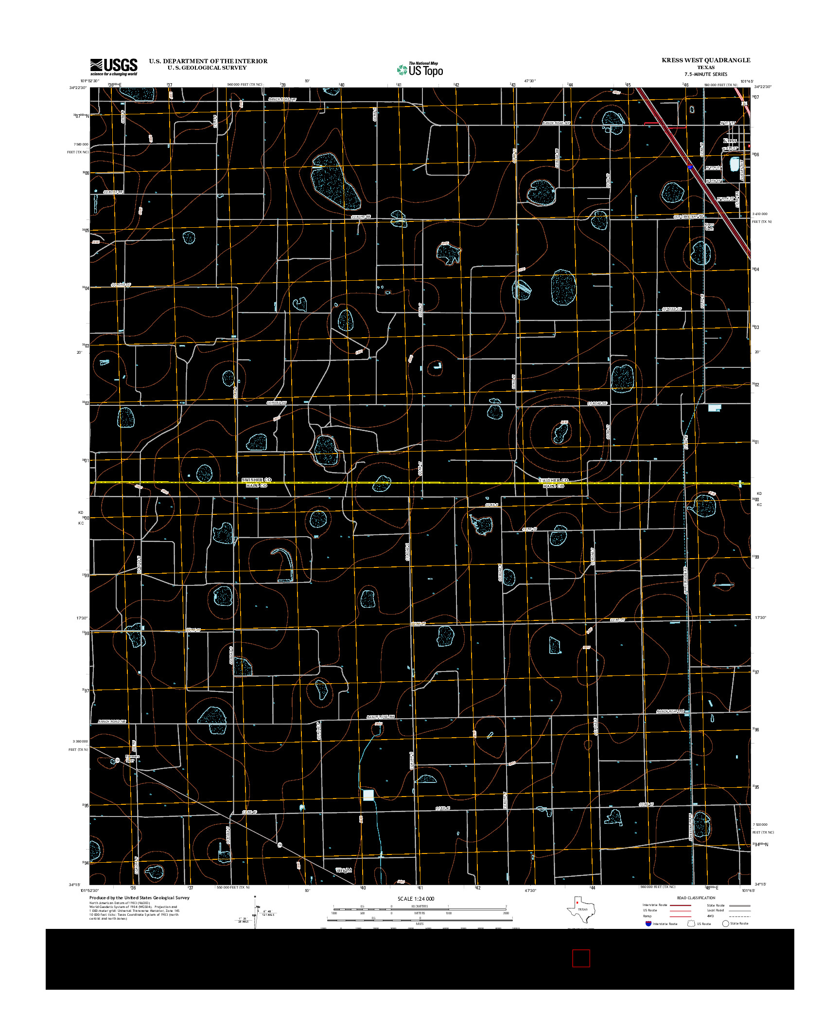 USGS US TOPO 7.5-MINUTE MAP FOR KRESS WEST, TX 2012