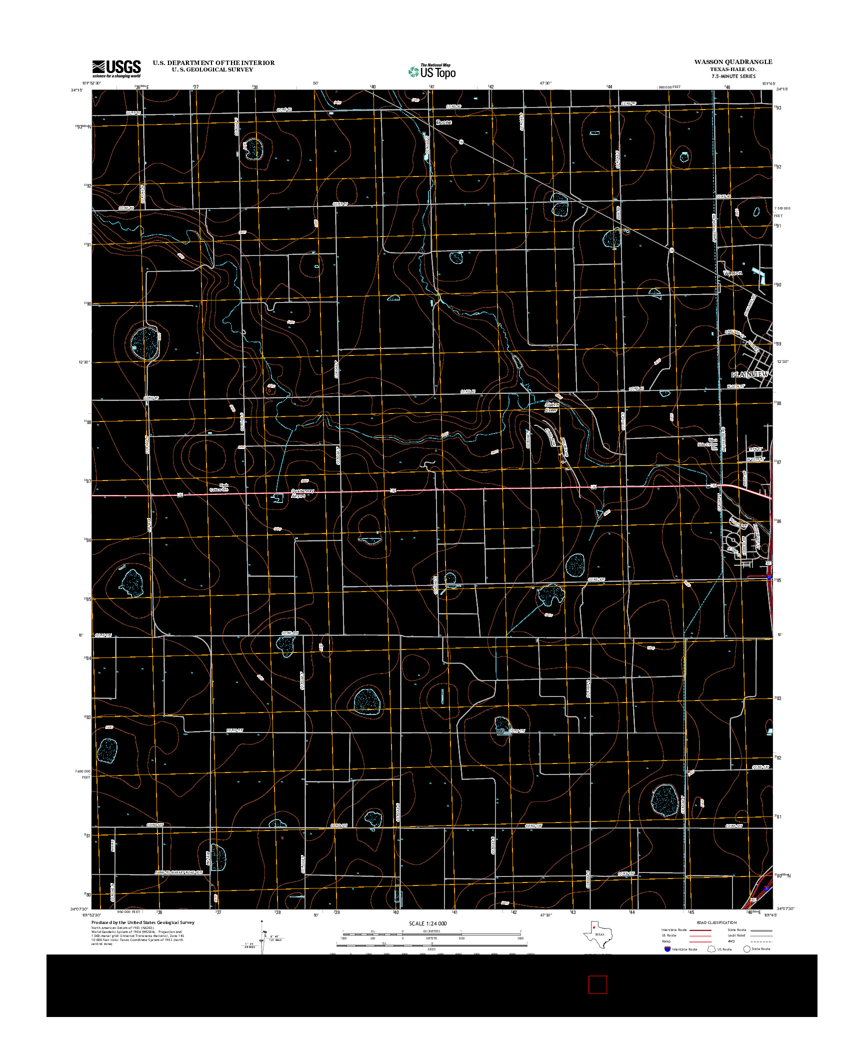 USGS US TOPO 7.5-MINUTE MAP FOR WASSON, TX 2012