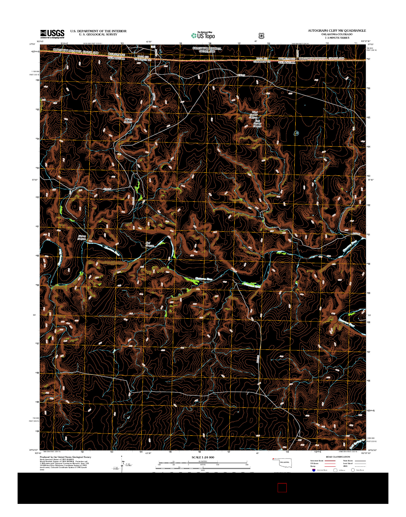 USGS US TOPO 7.5-MINUTE MAP FOR AUTOGRAPH CLIFF NW, OK-CO 2012