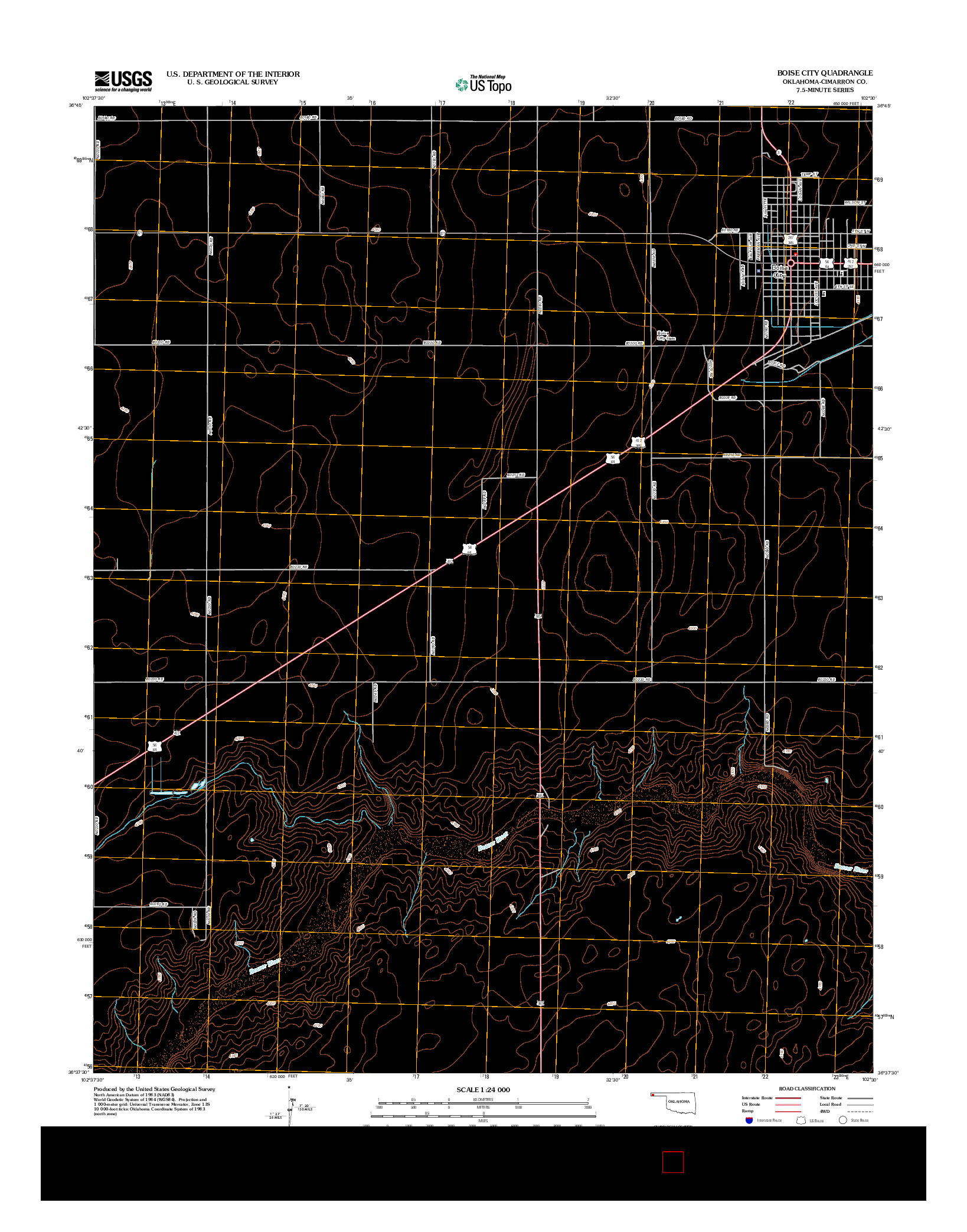 USGS US TOPO 7.5-MINUTE MAP FOR BOISE CITY, OK 2012