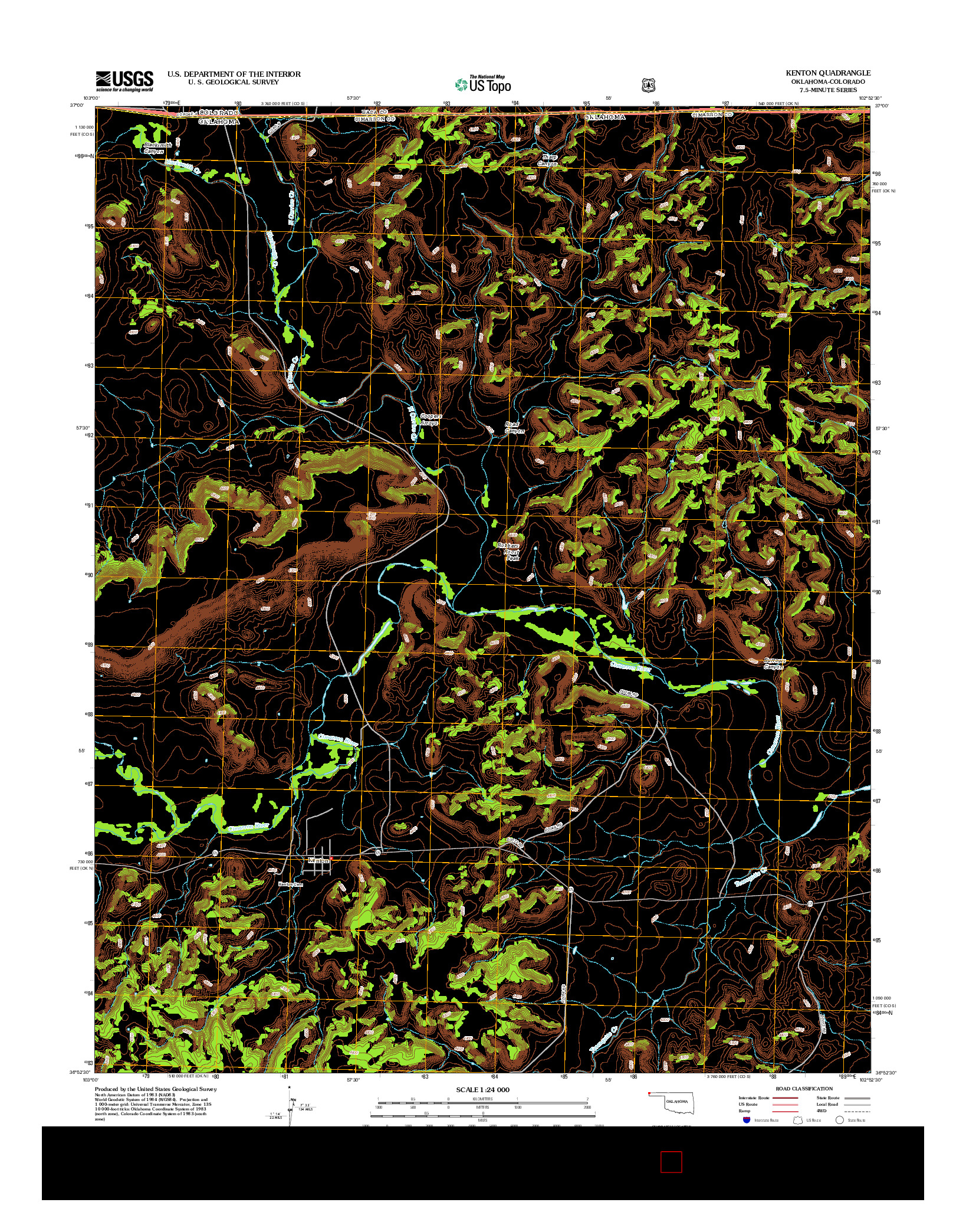 USGS US TOPO 7.5-MINUTE MAP FOR KENTON, OK-CO 2012