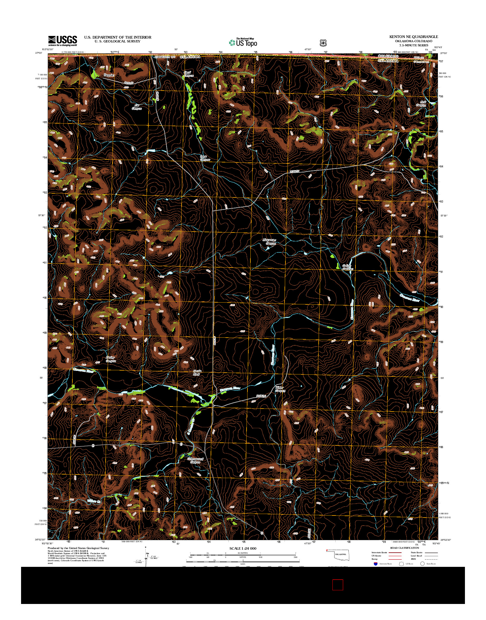 USGS US TOPO 7.5-MINUTE MAP FOR KENTON NE, OK-CO 2012