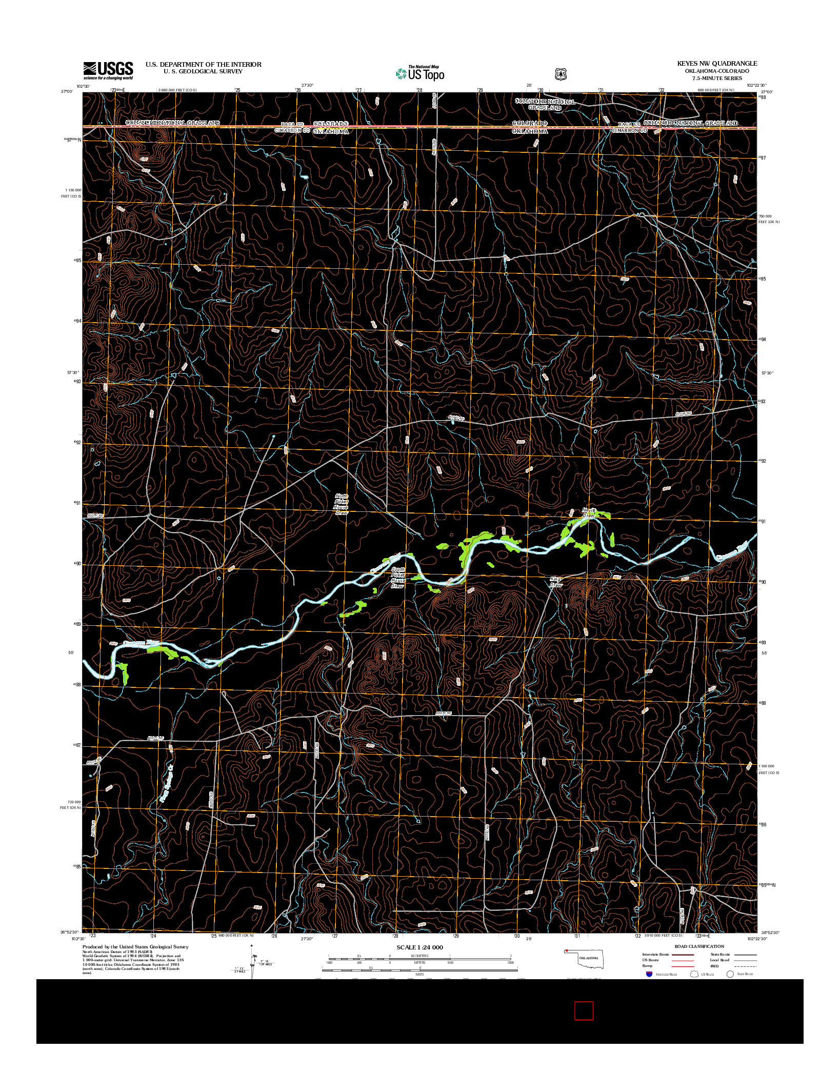 USGS US TOPO 7.5-MINUTE MAP FOR KEYES NW, OK-CO 2012