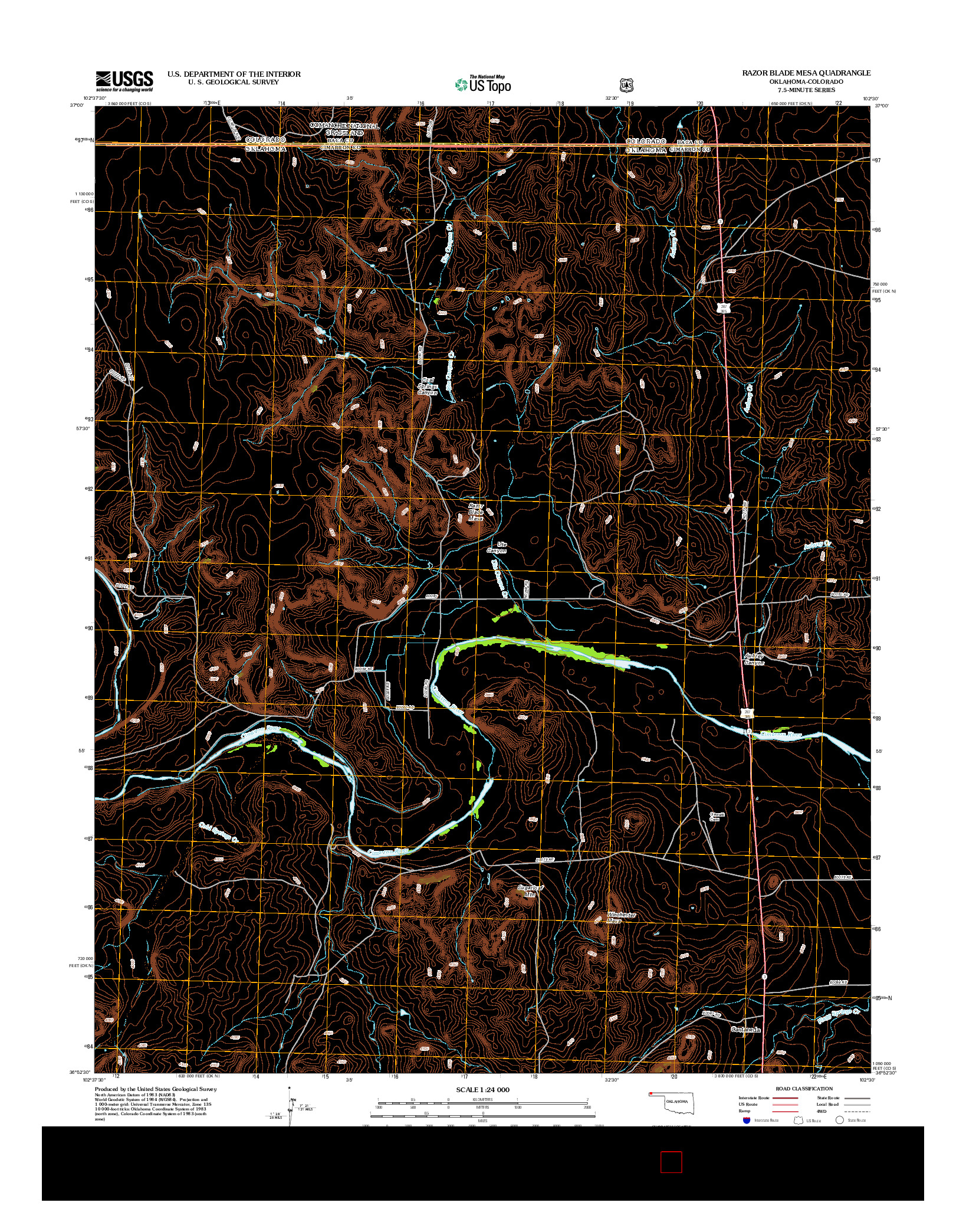USGS US TOPO 7.5-MINUTE MAP FOR RAZOR BLADE MESA, OK-CO 2012