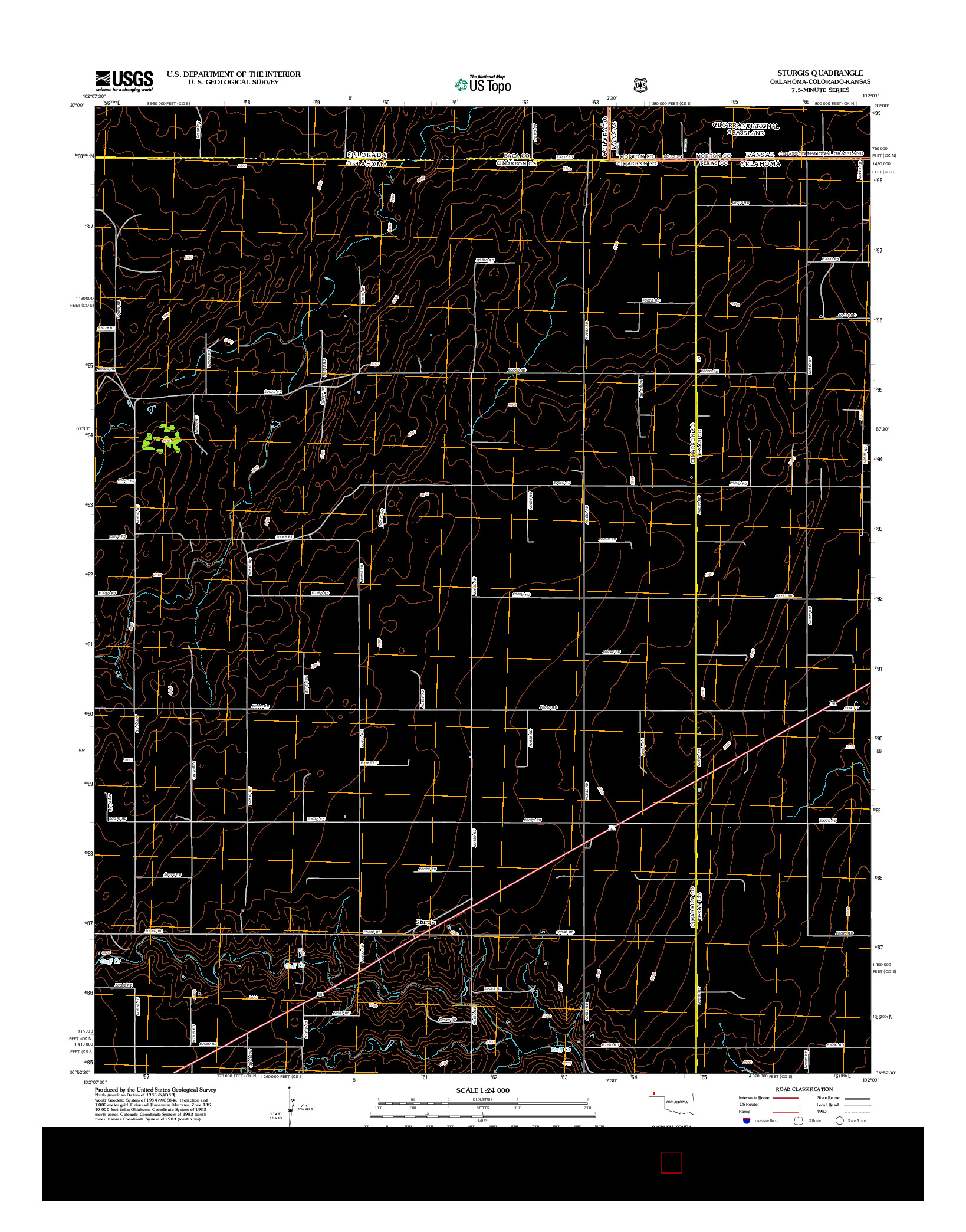 USGS US TOPO 7.5-MINUTE MAP FOR STURGIS, OK-CO-KS 2012