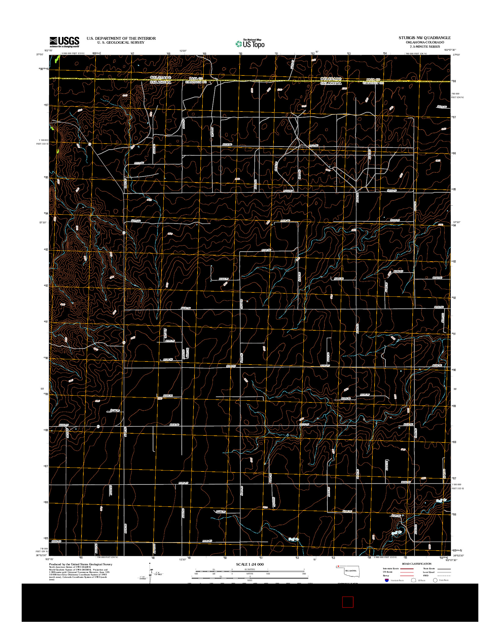 USGS US TOPO 7.5-MINUTE MAP FOR STURGIS NW, OK-CO 2012