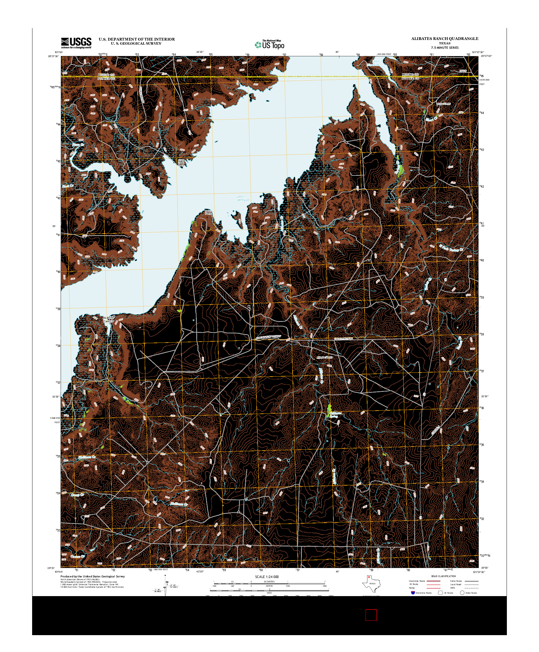 USGS US TOPO 7.5-MINUTE MAP FOR ALIBATES RANCH, TX 2012