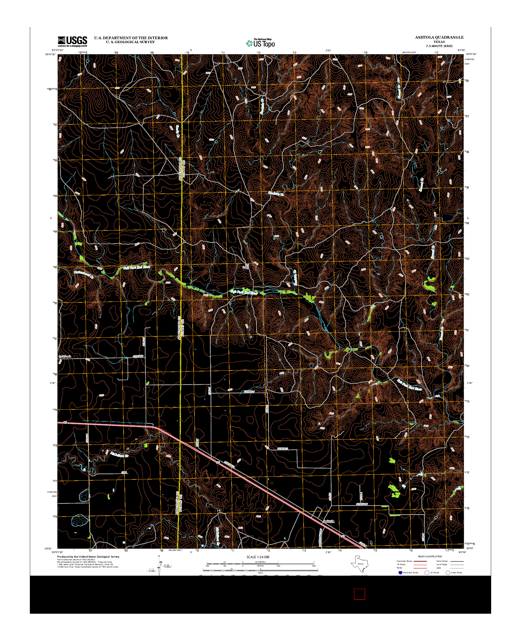 USGS US TOPO 7.5-MINUTE MAP FOR ASHTOLA, TX 2012