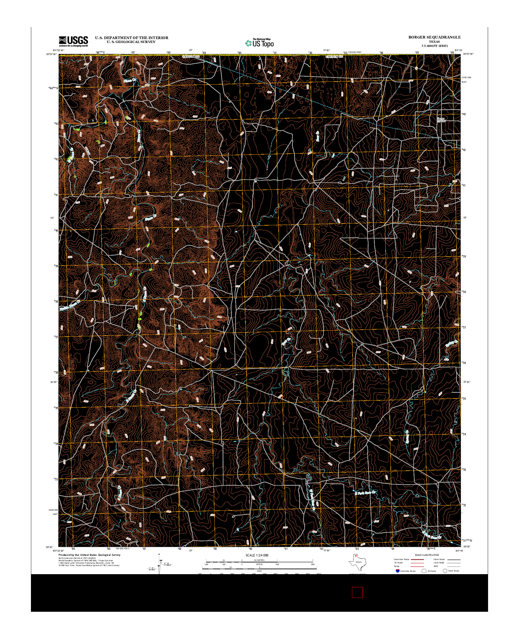 USGS US TOPO 7.5-MINUTE MAP FOR BORGER SE, TX 2012