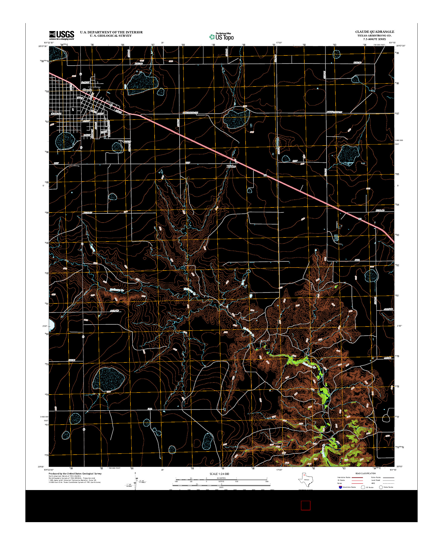 USGS US TOPO 7.5-MINUTE MAP FOR CLAUDE, TX 2012