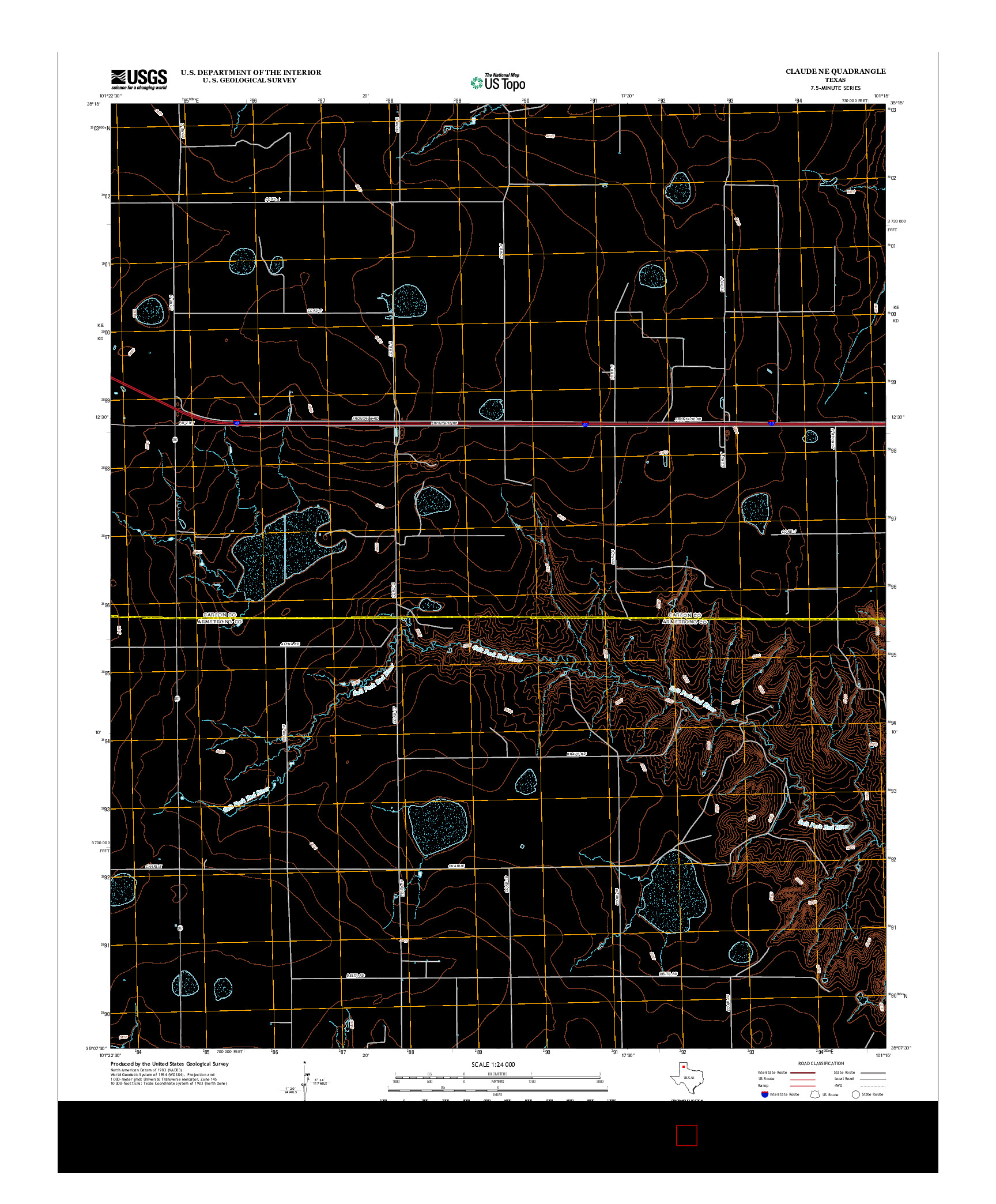 USGS US TOPO 7.5-MINUTE MAP FOR CLAUDE NE, TX 2012