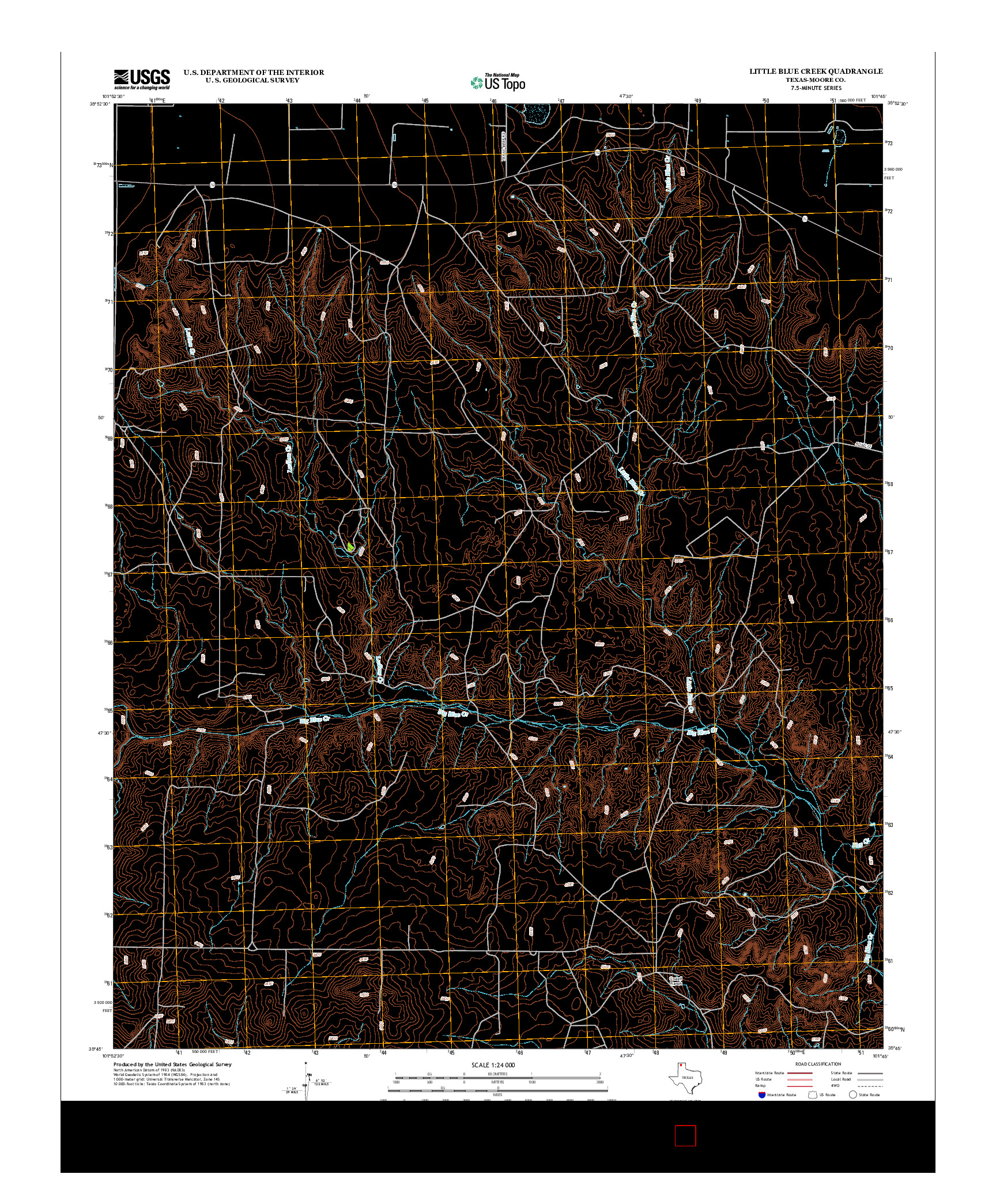 USGS US TOPO 7.5-MINUTE MAP FOR LITTLE BLUE CREEK, TX 2012