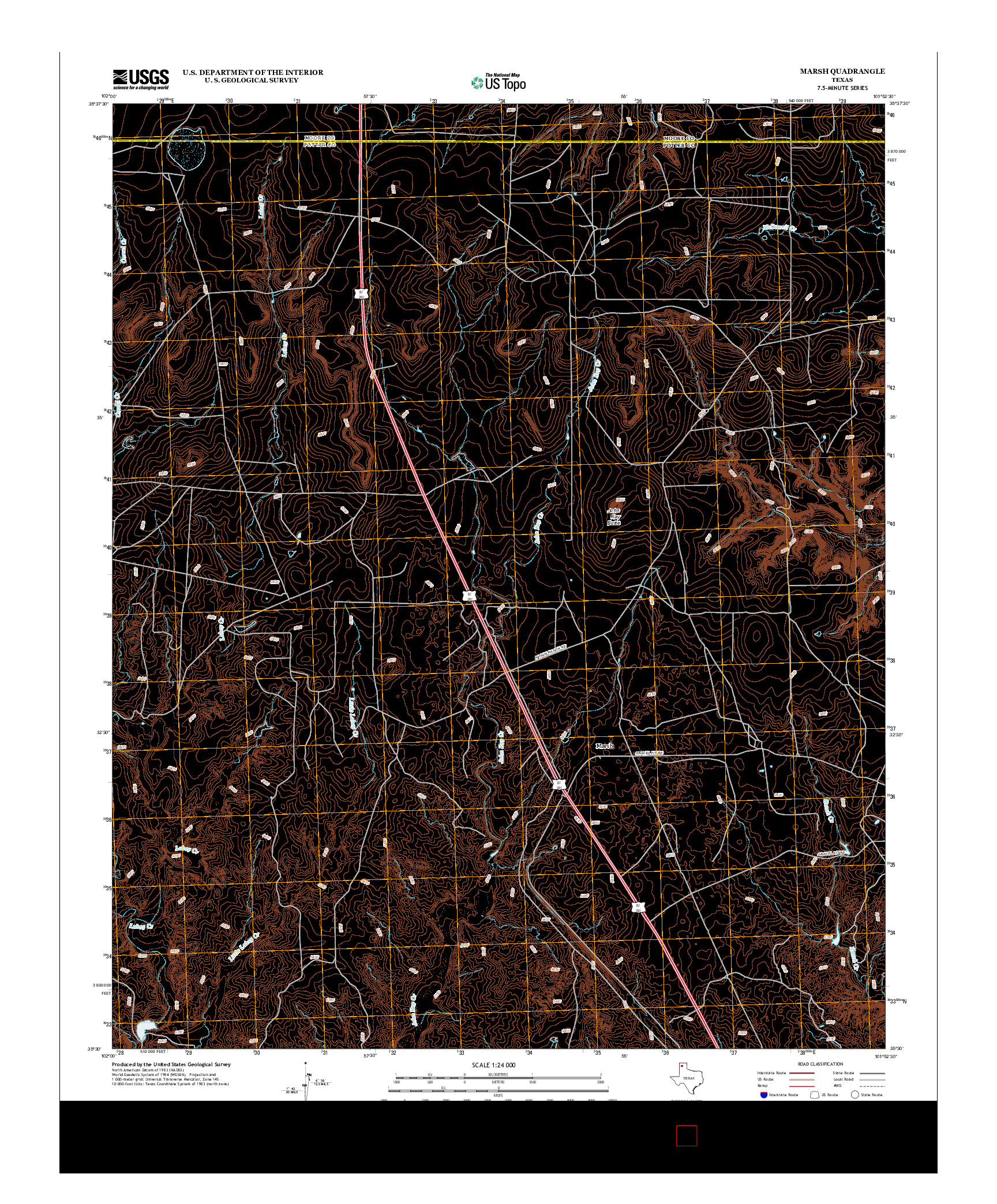 USGS US TOPO 7.5-MINUTE MAP FOR MARSH, TX 2012