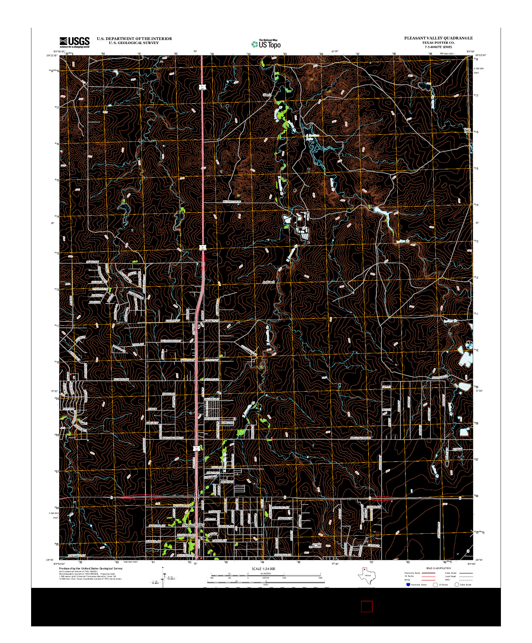 USGS US TOPO 7.5-MINUTE MAP FOR PLEASANT VALLEY, TX 2012