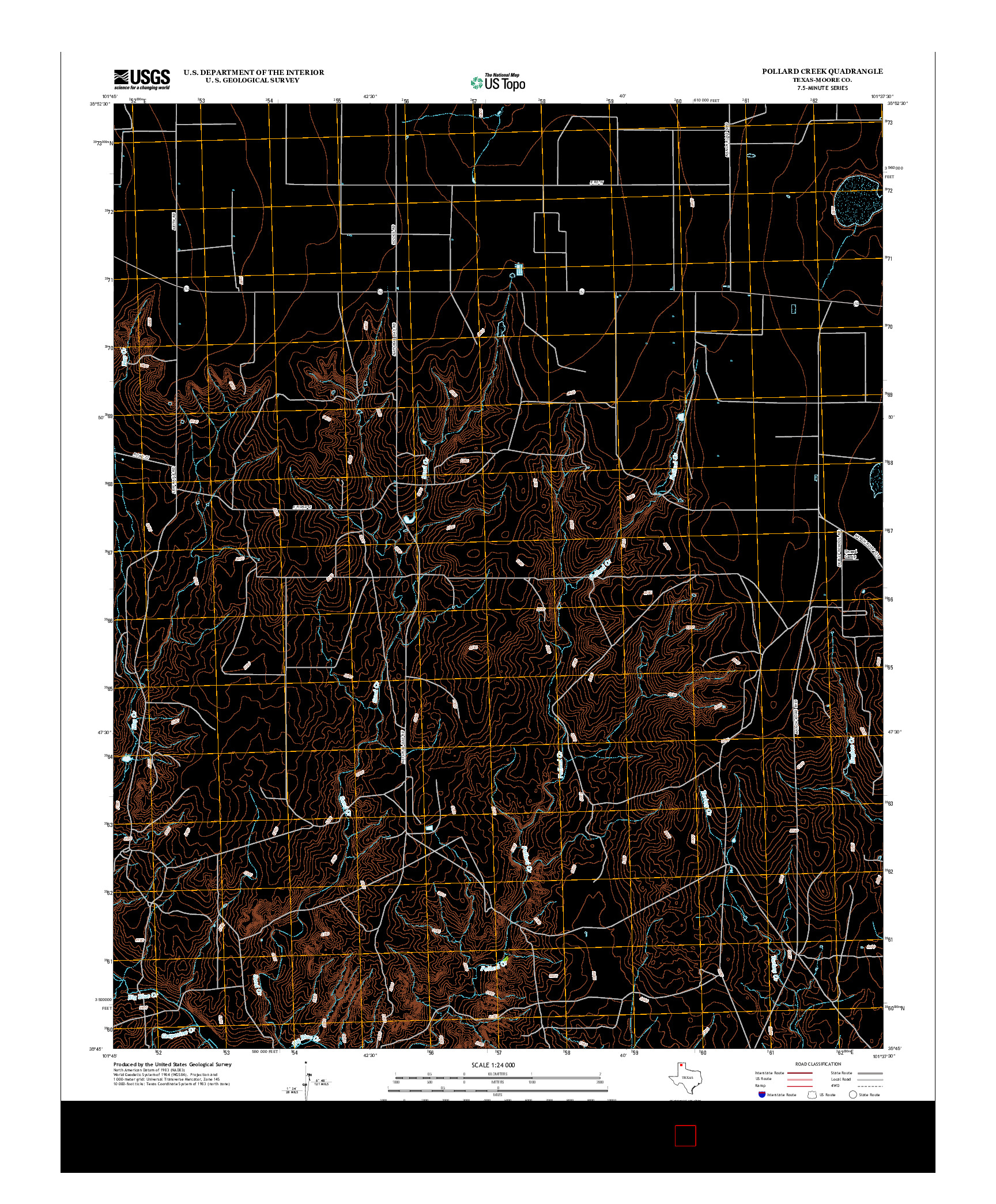 USGS US TOPO 7.5-MINUTE MAP FOR POLLARD CREEK, TX 2012