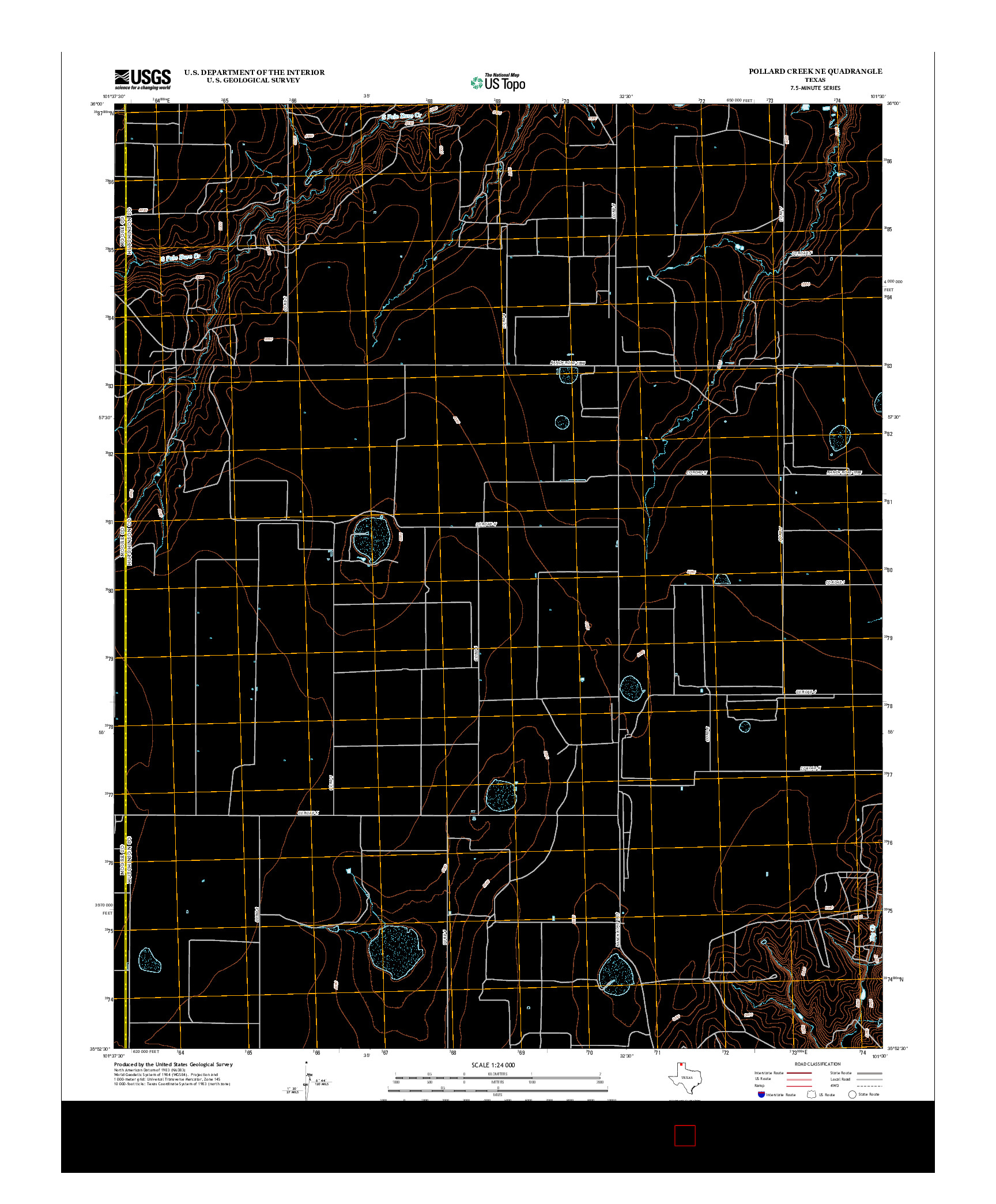 USGS US TOPO 7.5-MINUTE MAP FOR POLLARD CREEK NE, TX 2012