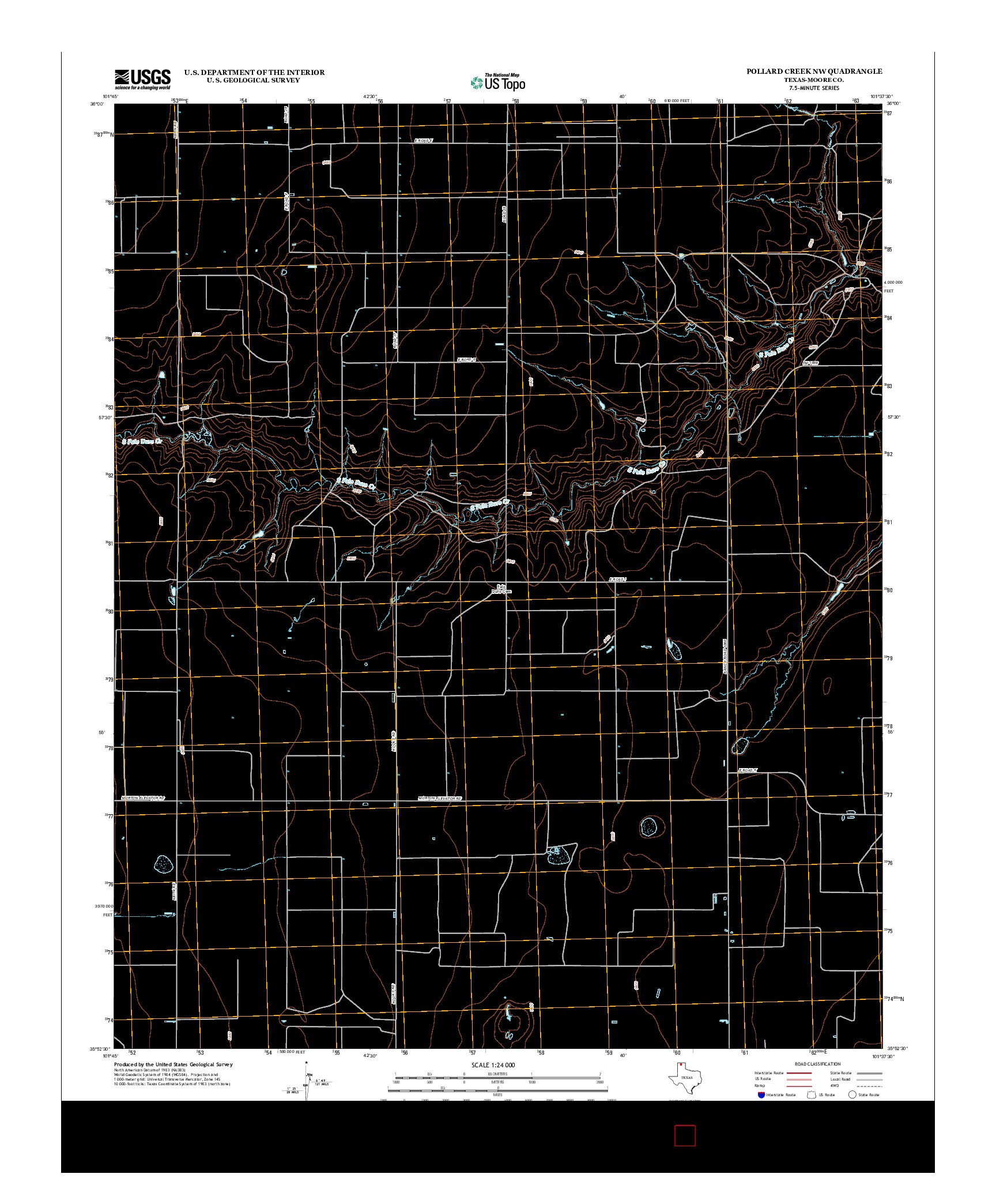 USGS US TOPO 7.5-MINUTE MAP FOR POLLARD CREEK NW, TX 2012