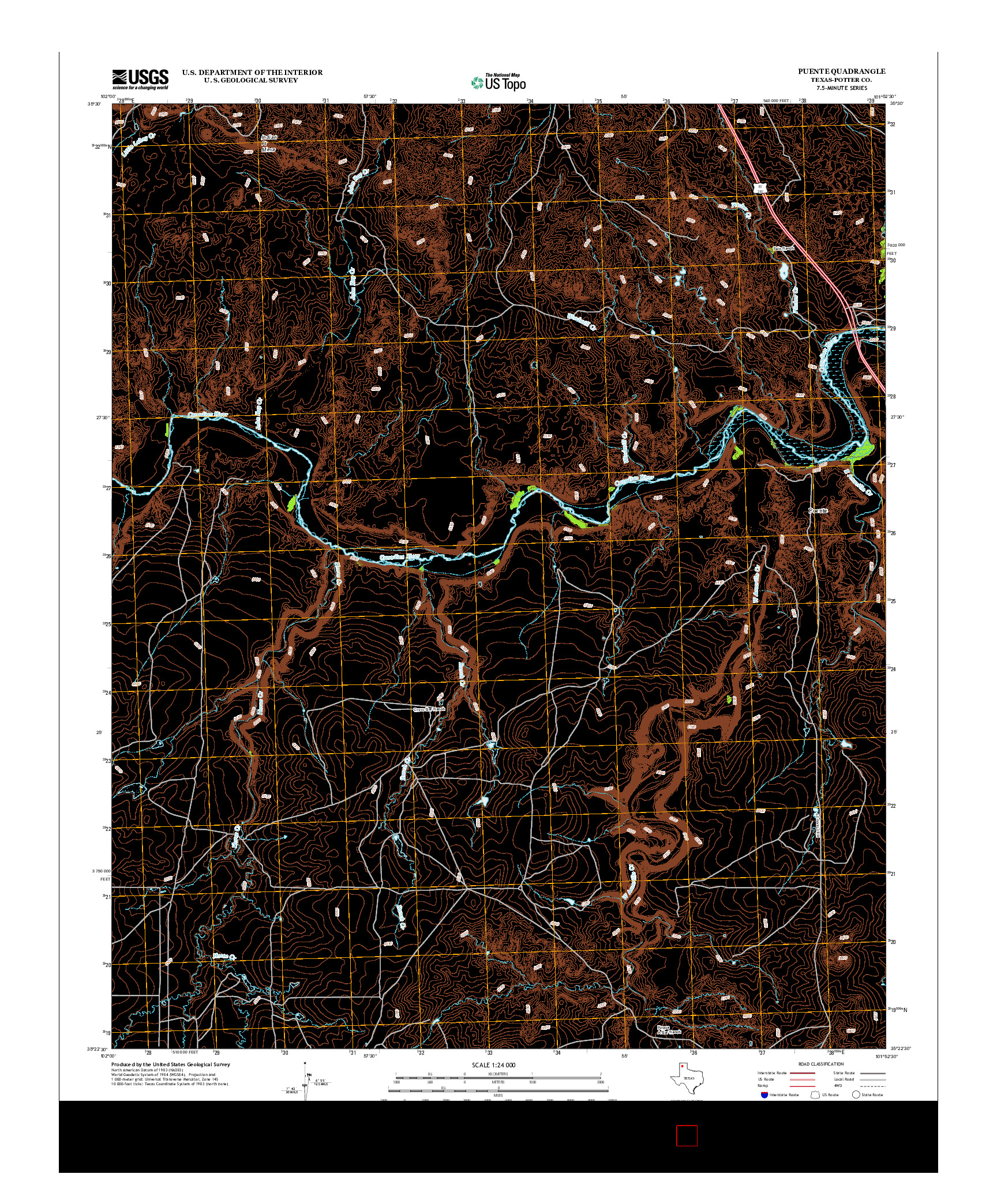 USGS US TOPO 7.5-MINUTE MAP FOR PUENTE, TX 2012