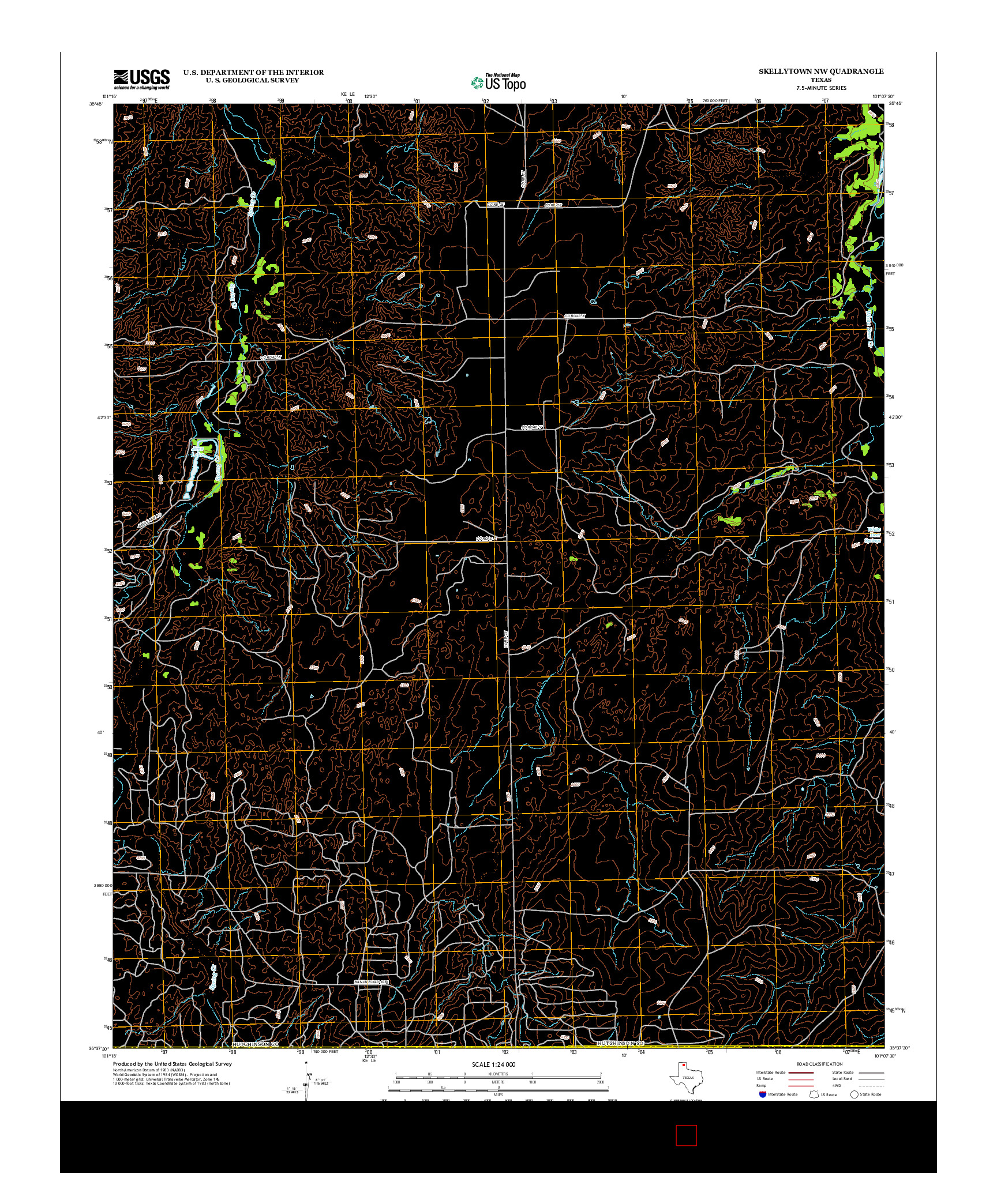 USGS US TOPO 7.5-MINUTE MAP FOR SKELLYTOWN NW, TX 2012