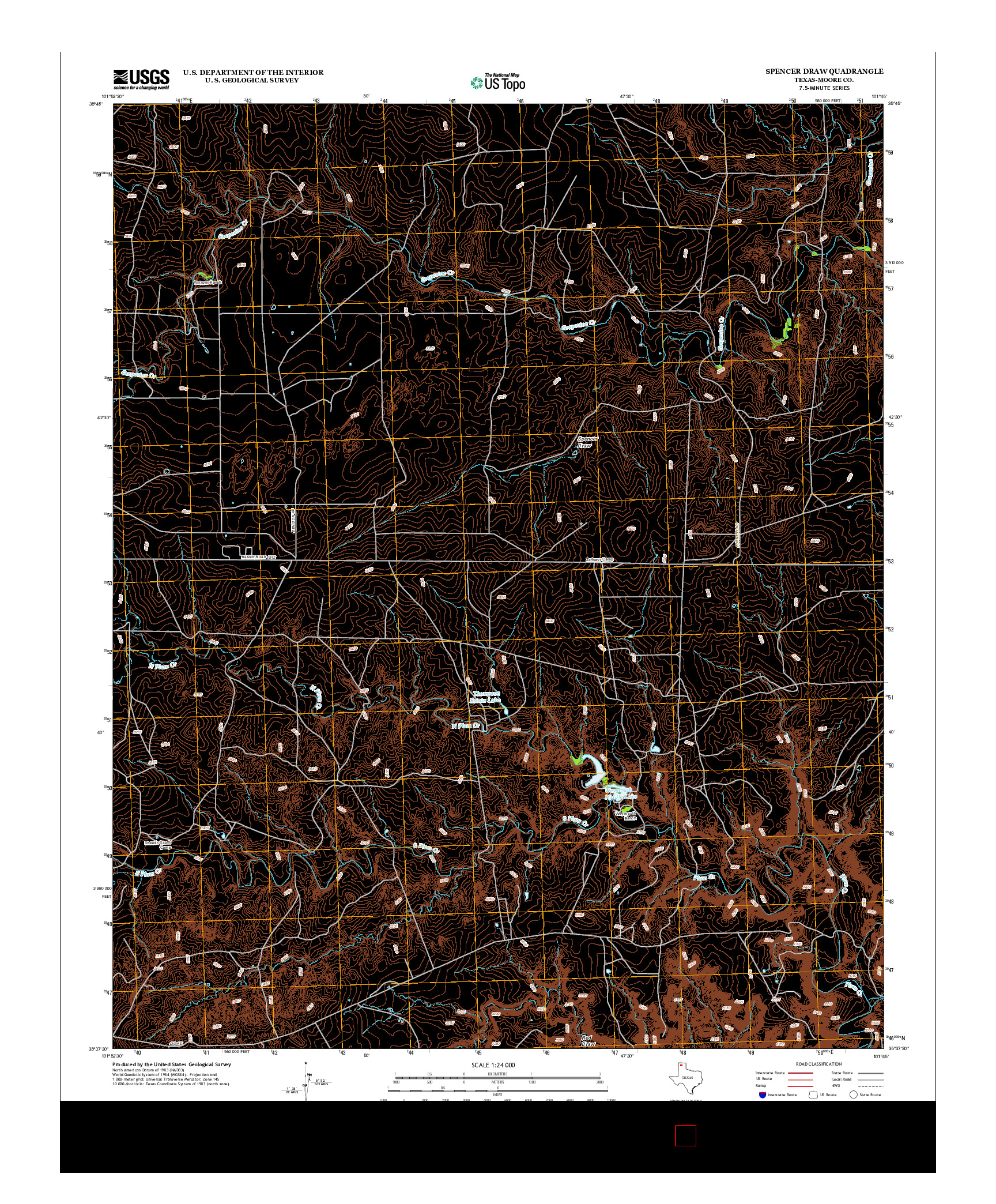 USGS US TOPO 7.5-MINUTE MAP FOR SPENCER DRAW, TX 2012