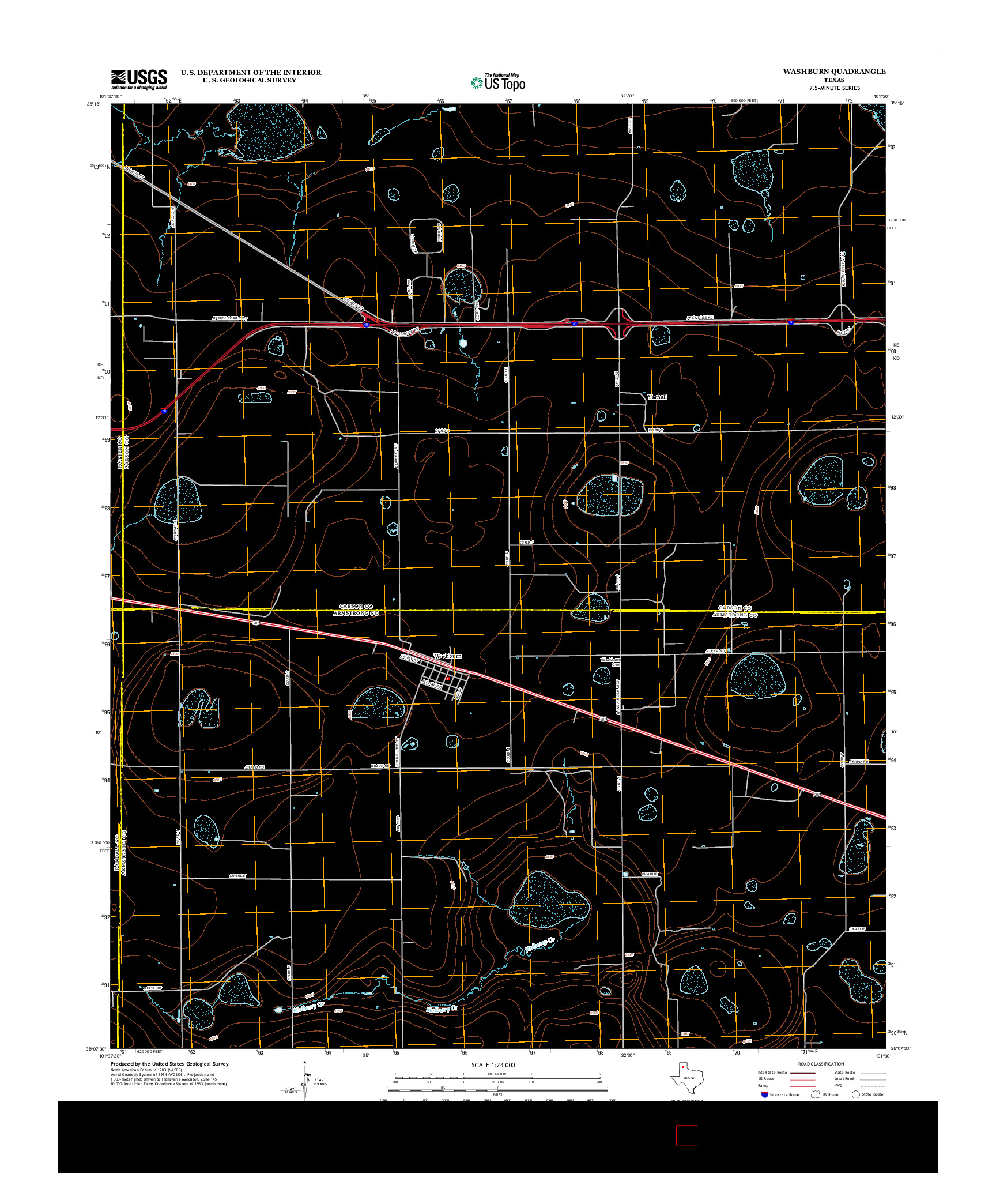 USGS US TOPO 7.5-MINUTE MAP FOR WASHBURN, TX 2012