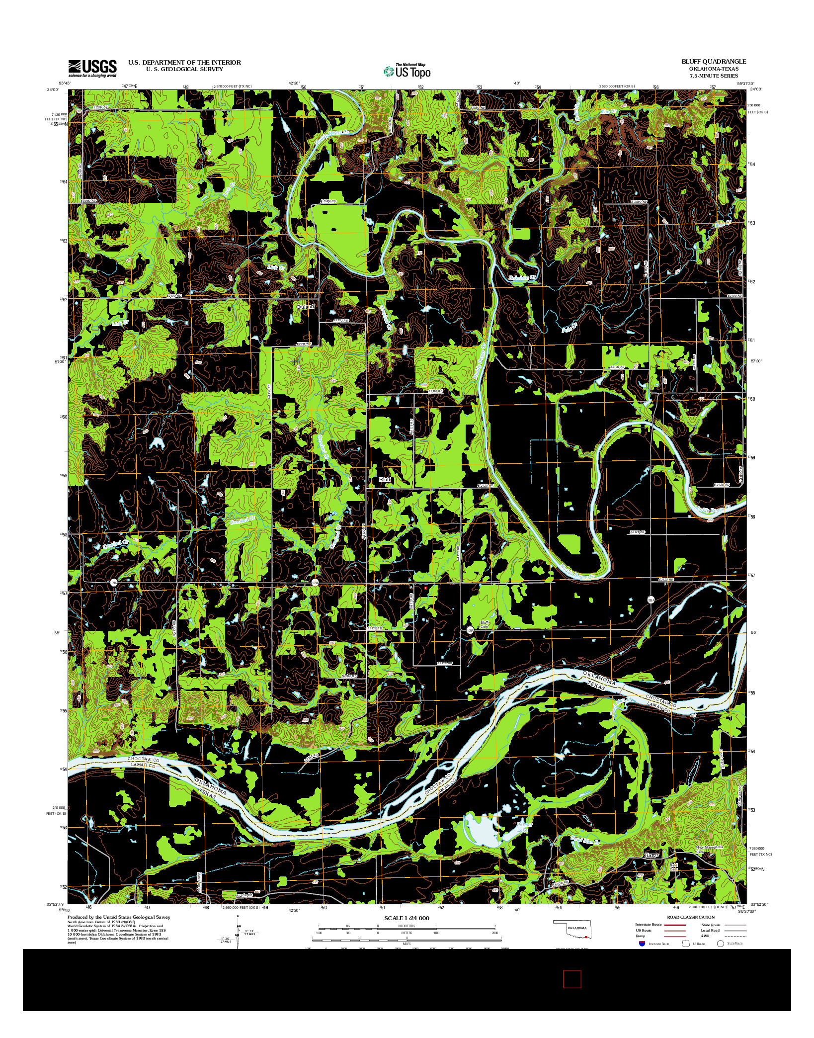 USGS US TOPO 7.5-MINUTE MAP FOR BLUFF, OK-TX 2012