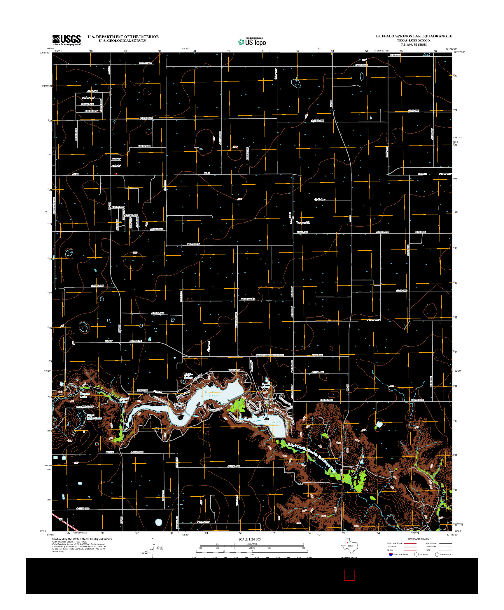 USGS US TOPO 7.5-MINUTE MAP FOR BUFFALO SPRINGS LAKE, TX 2012