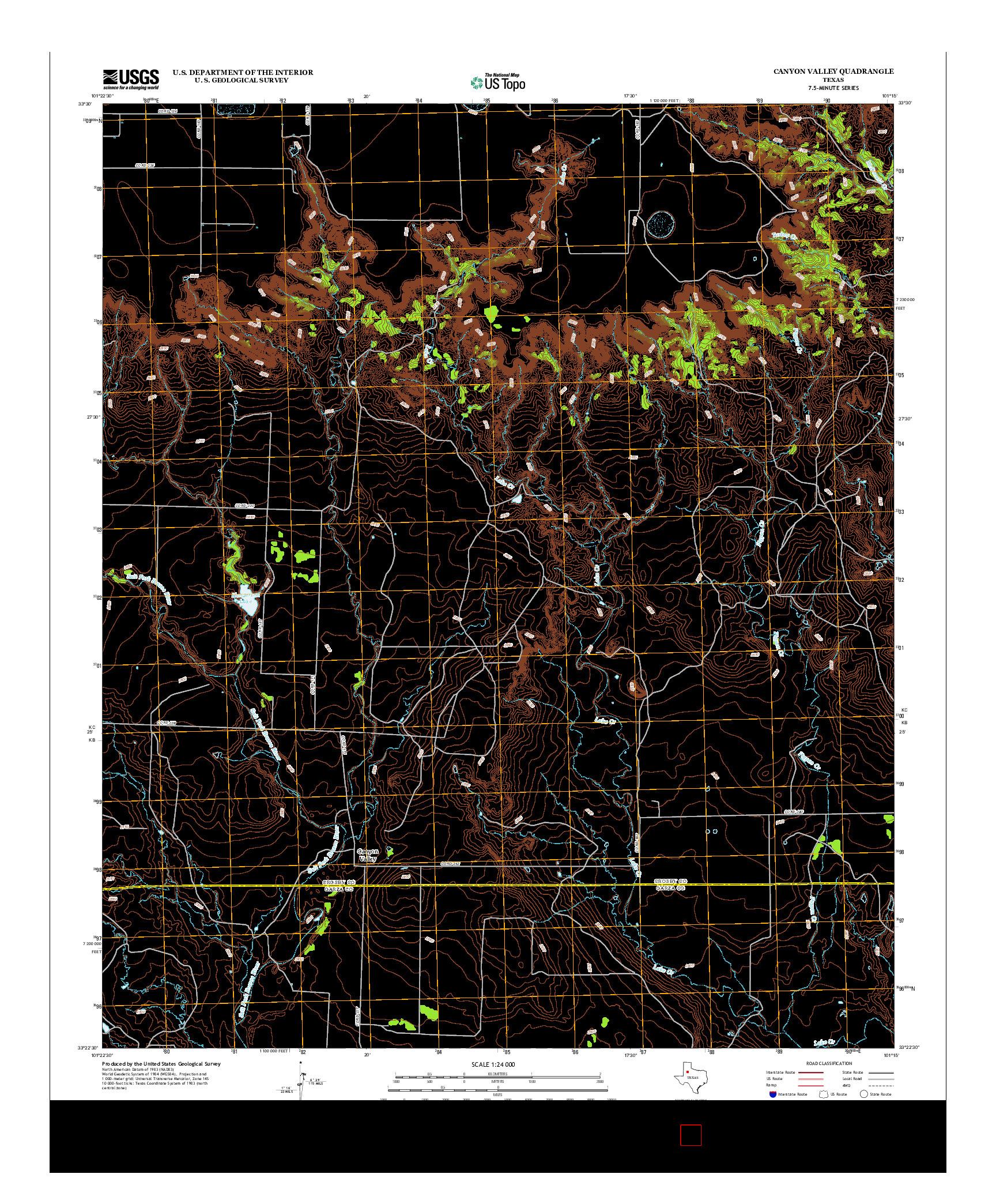 USGS US TOPO 7.5-MINUTE MAP FOR CANYON VALLEY, TX 2012